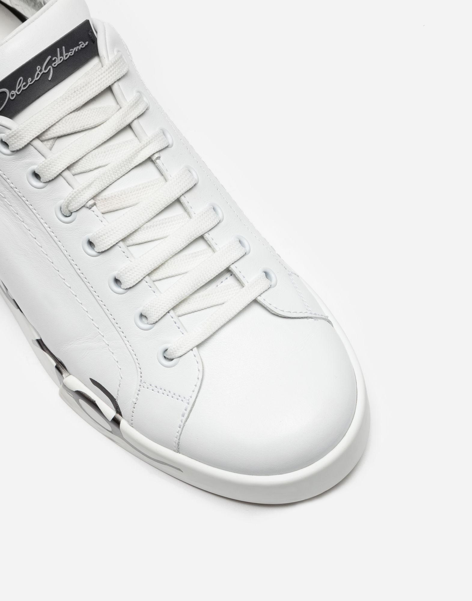 Dolce & Gabbana Portofino Sneakers In Leather And Patent in White 