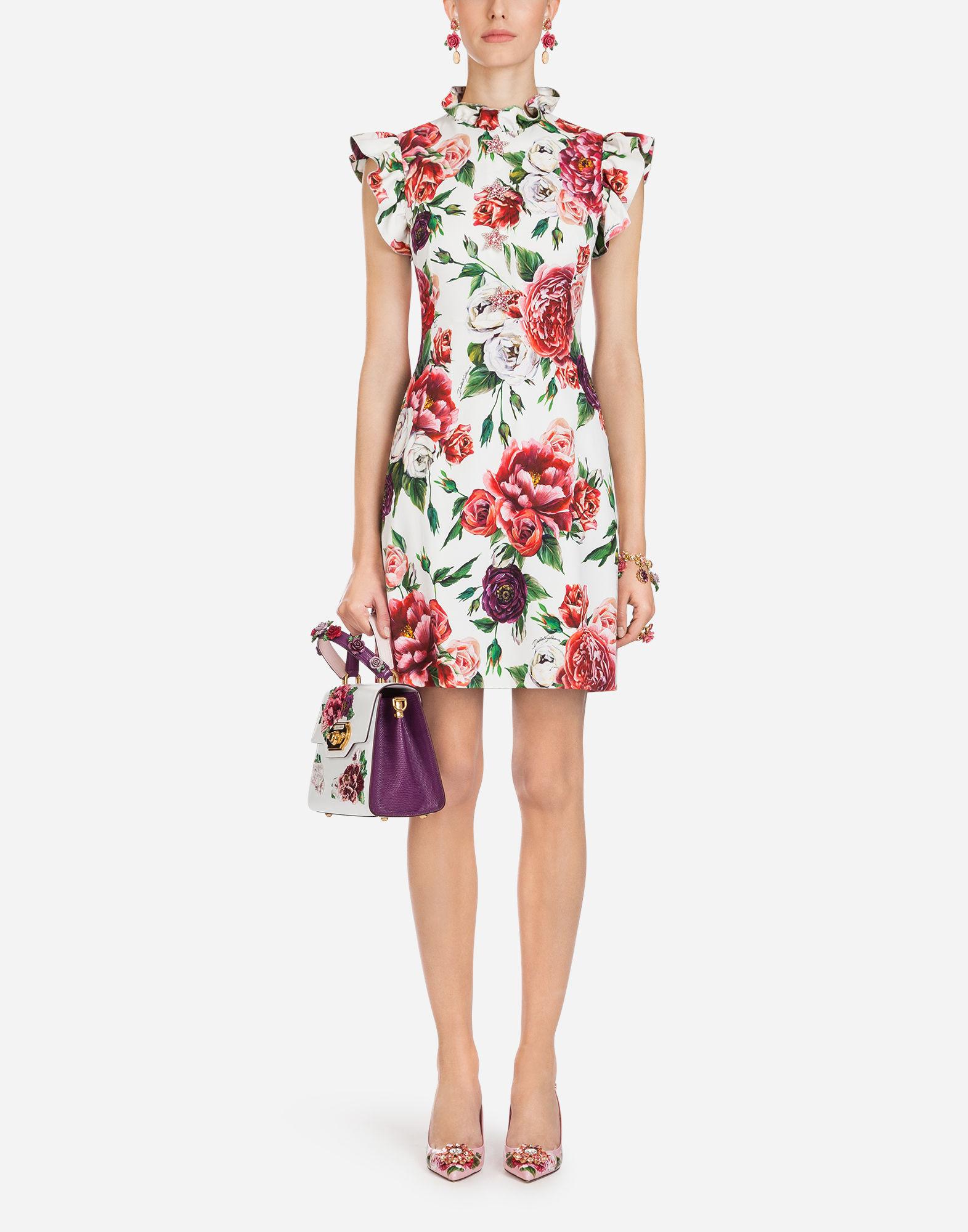 Robe En Cady Imprimé Pivoines Dolce & Gabbana | Lyst