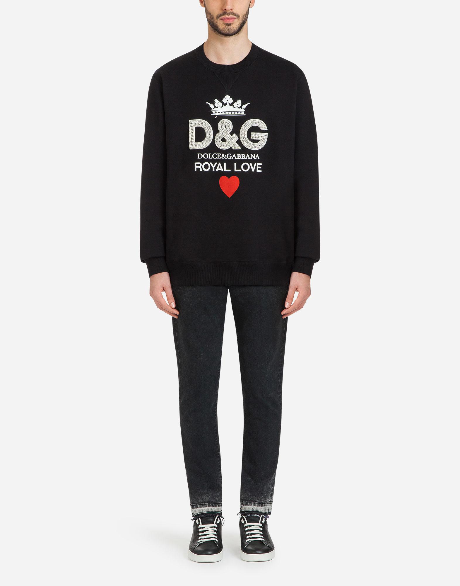 Felpa In Cotone Con Stampa D\u0026G E CristalliDolce \u0026 Gabbana in Cotone da Uomo  colore Nero | Lyst