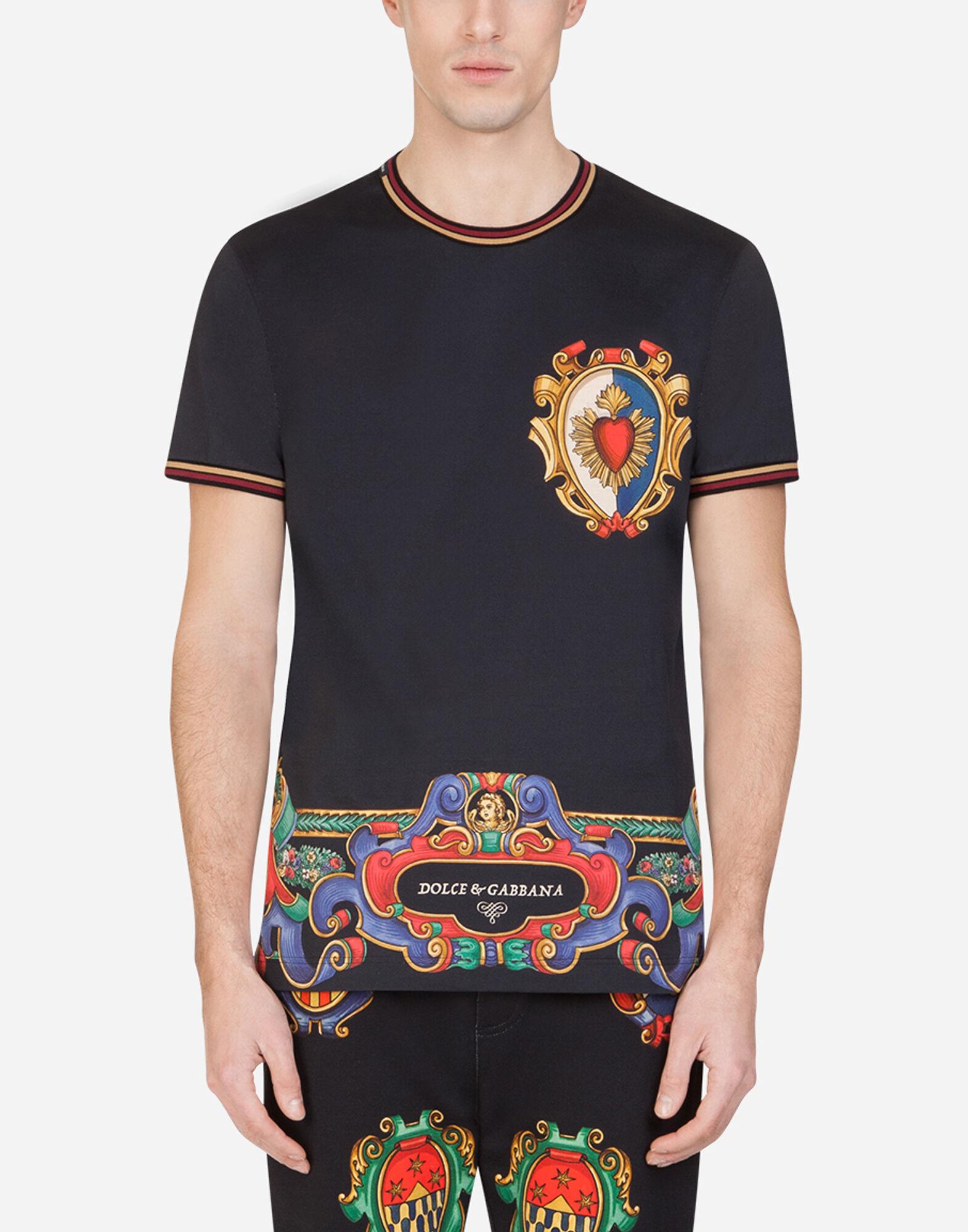 Dolce & Gabbana Heart Printed Cotton T-shirt in Nero (Black) for Men ...