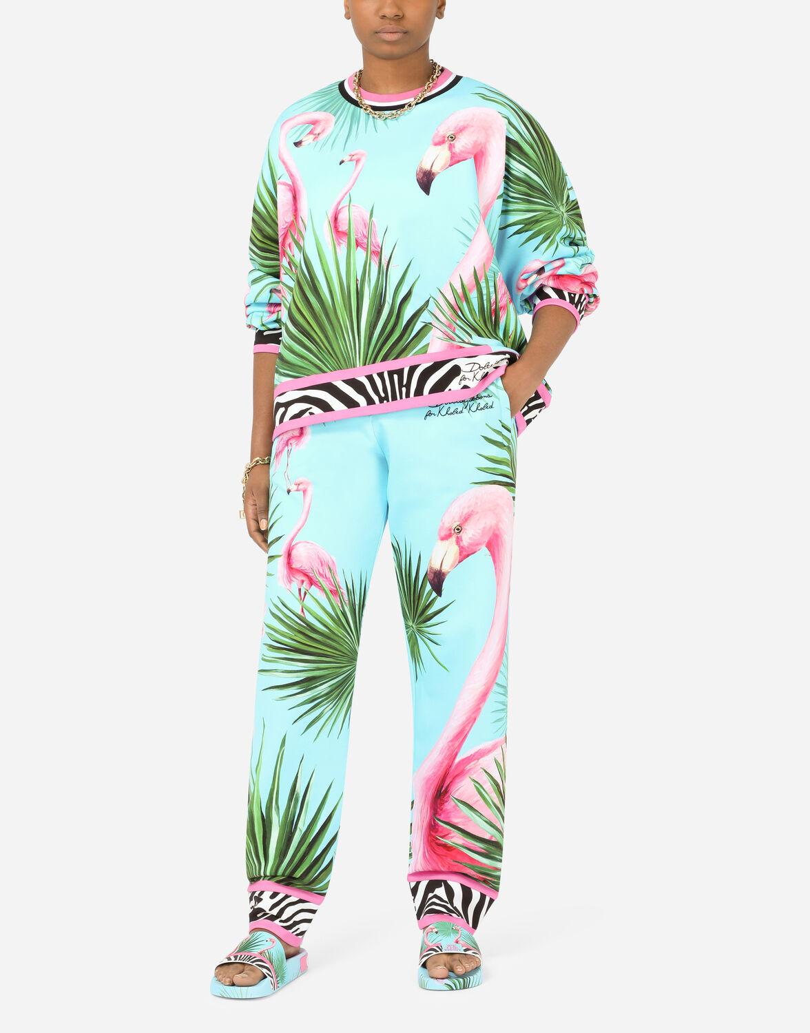 Dolce & Gabbana Cotton Jersey jogging Pants With Flamingo Print in 