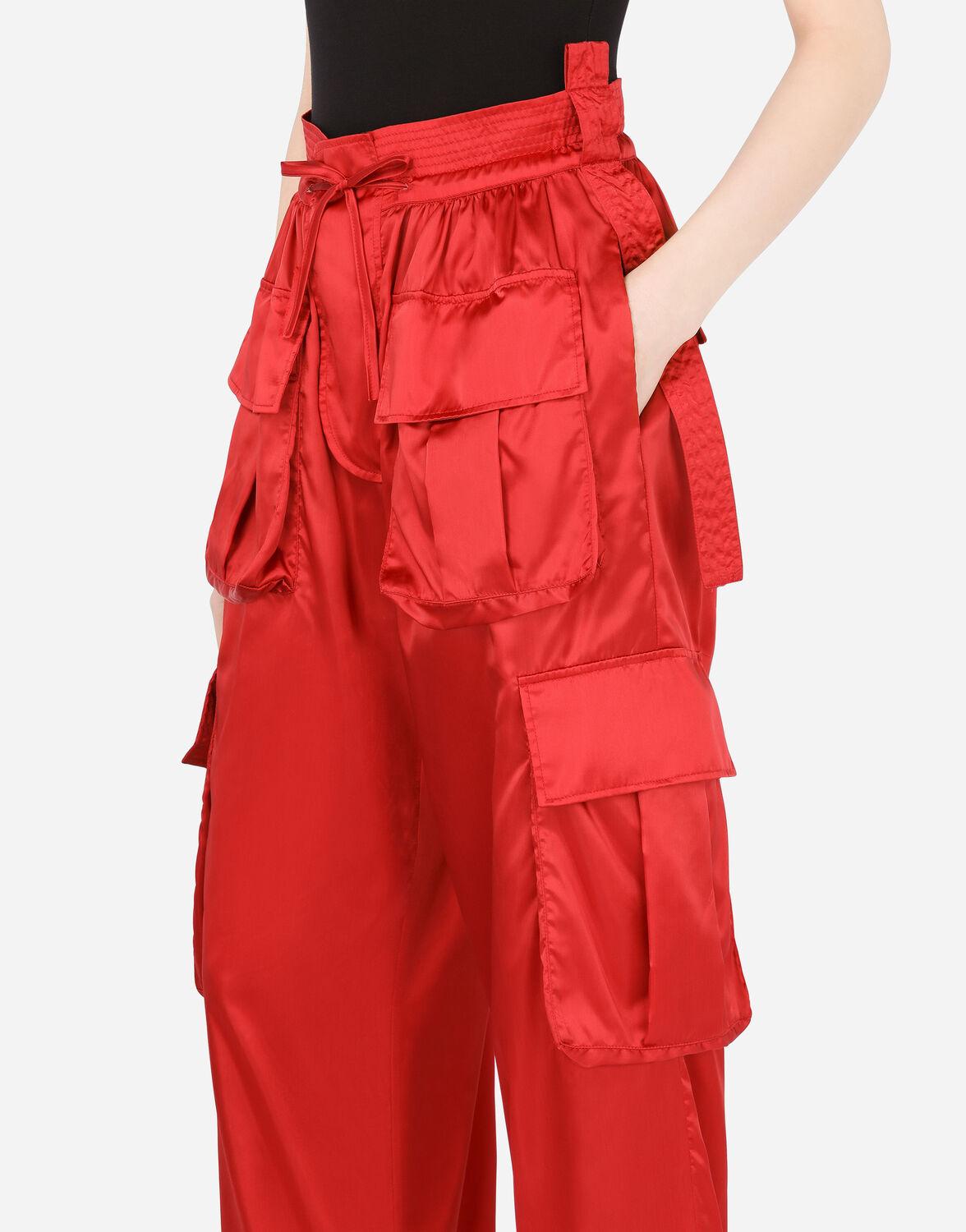 Dolce & Gabbana Satin Cargo Pants in Red | Lyst