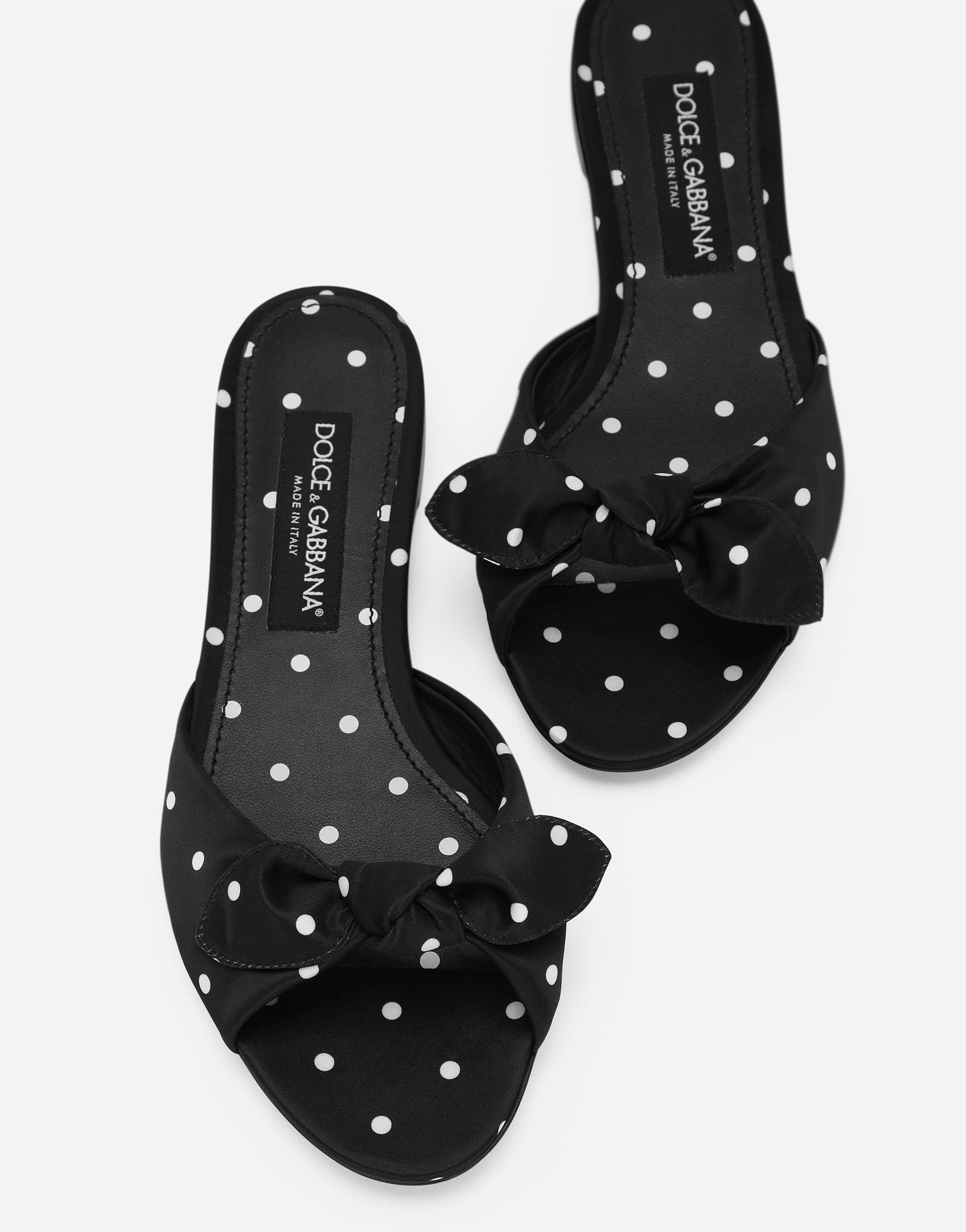 【DOLCE&GABBANA】ドットプリント サテン スライドサンダル 直営店*Dolce & Gabbana*ドットプリントサテンスライドサンダル