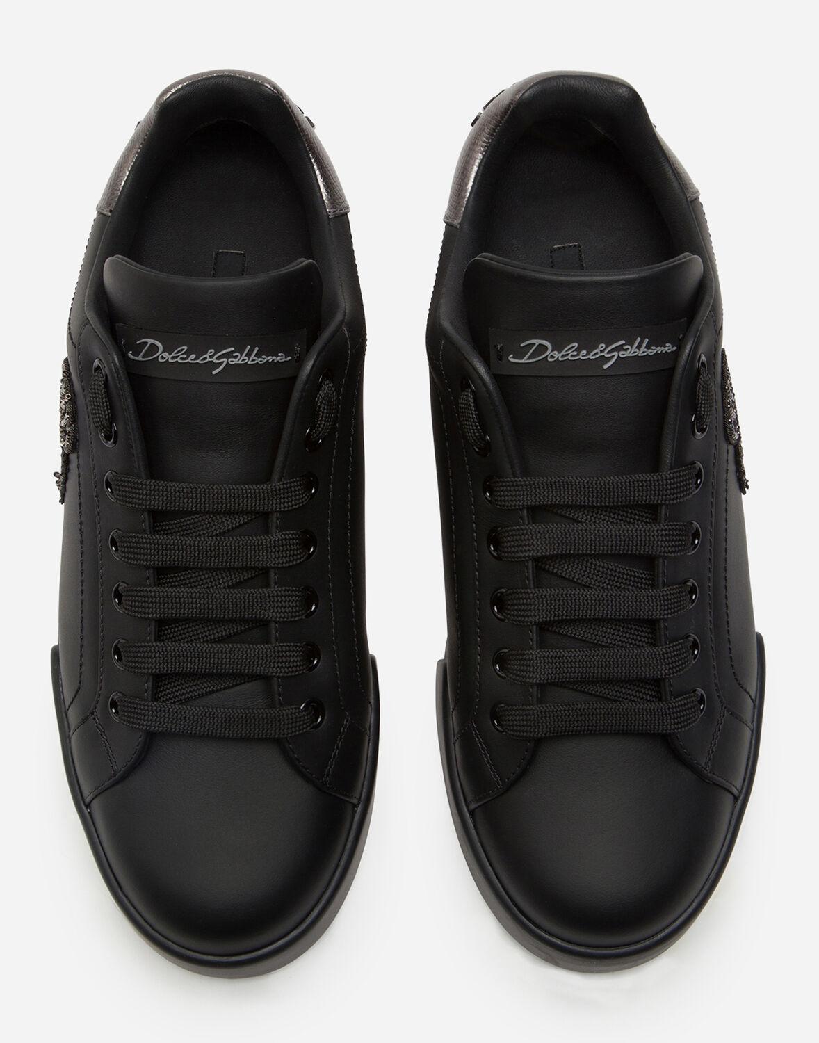 Dolce & Gabbana Calfskin Nappa Portofino Sneakers With Crown