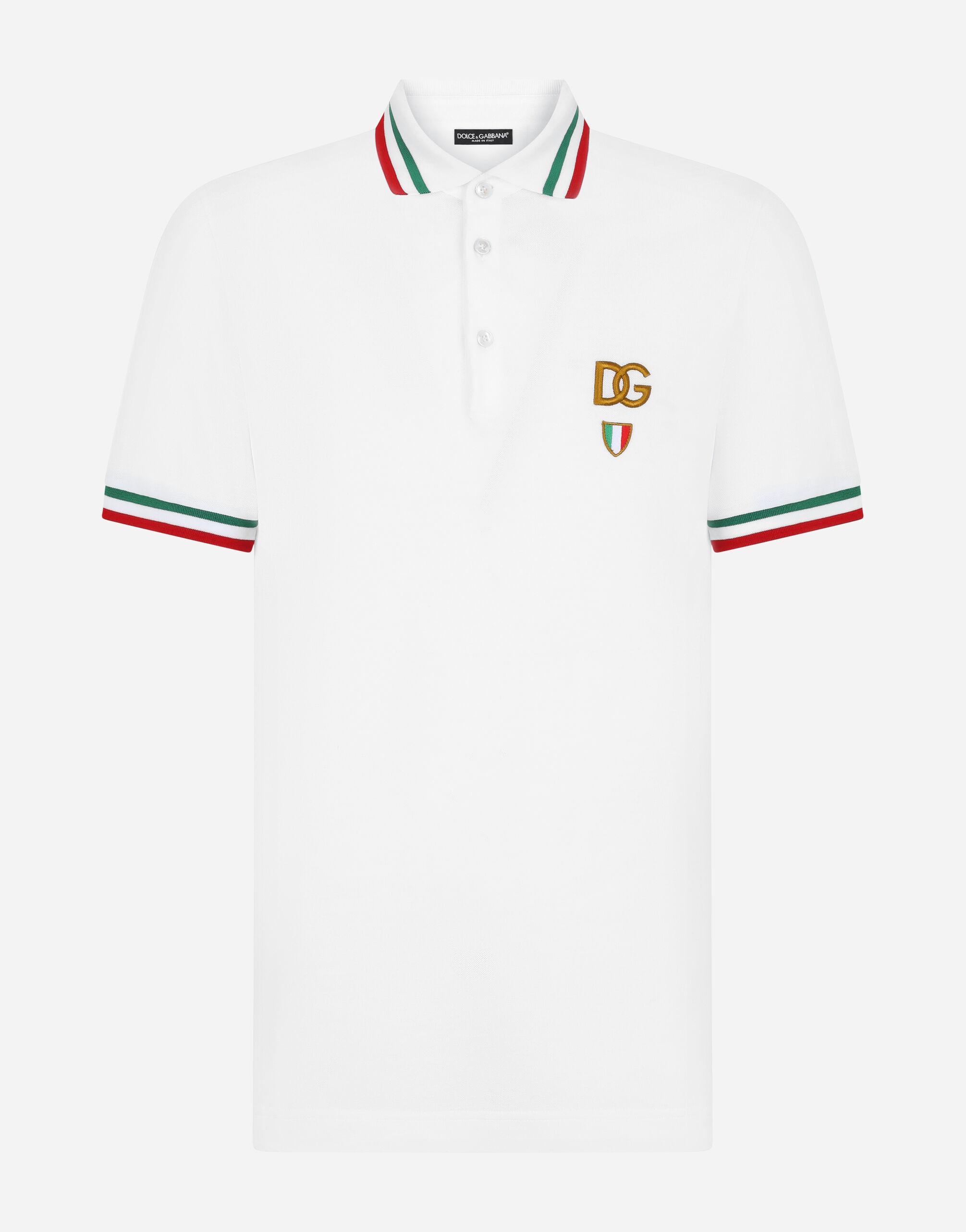 Dolce & Gabbana Cotton Piqué Polo Shirt With Dg Patch in White for Men Mens Clothing T-shirts Polo shirts 