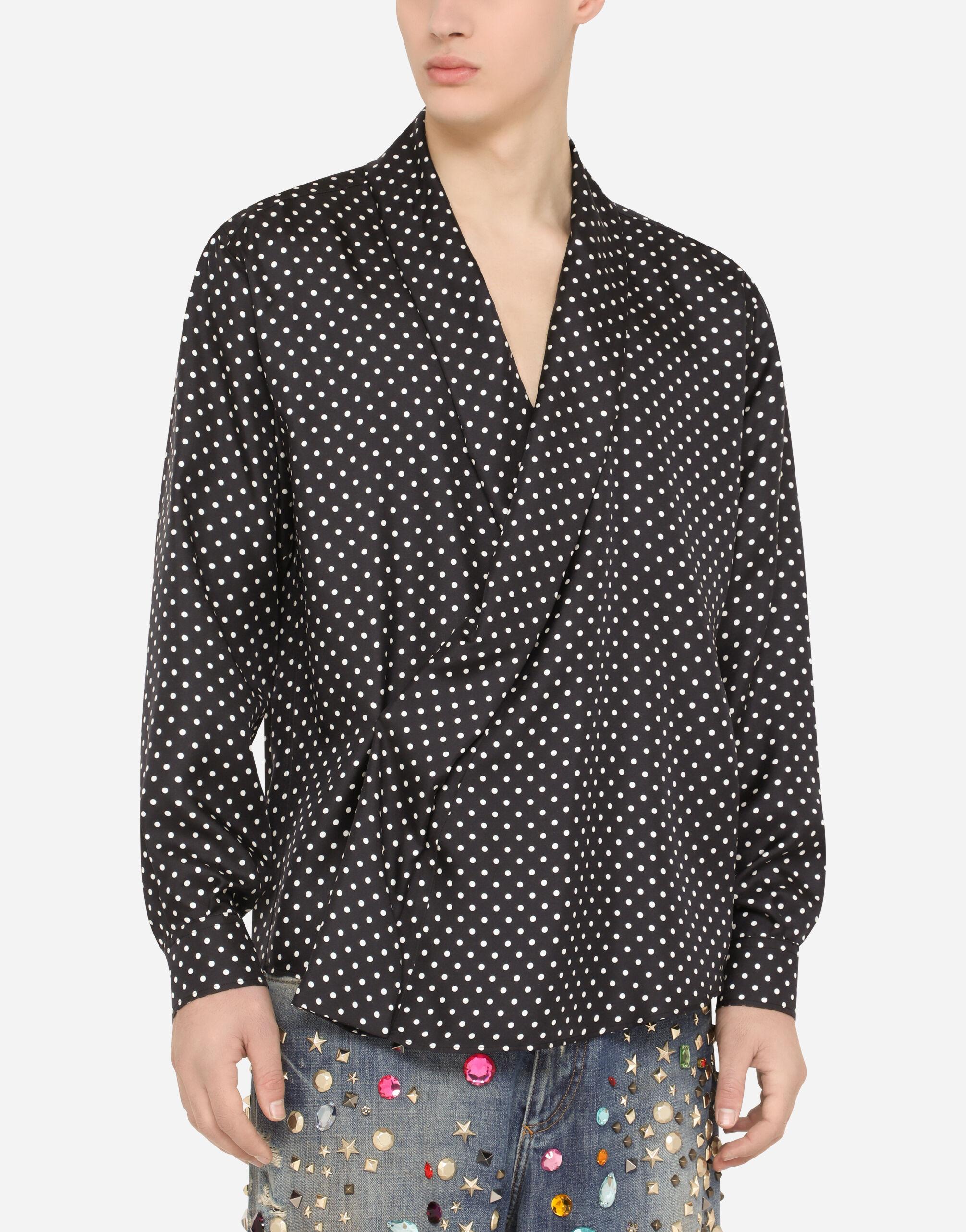 Dolce & Gabbana Oversize Silk Shirt With Polka-dot Print in Black for Men |  Lyst