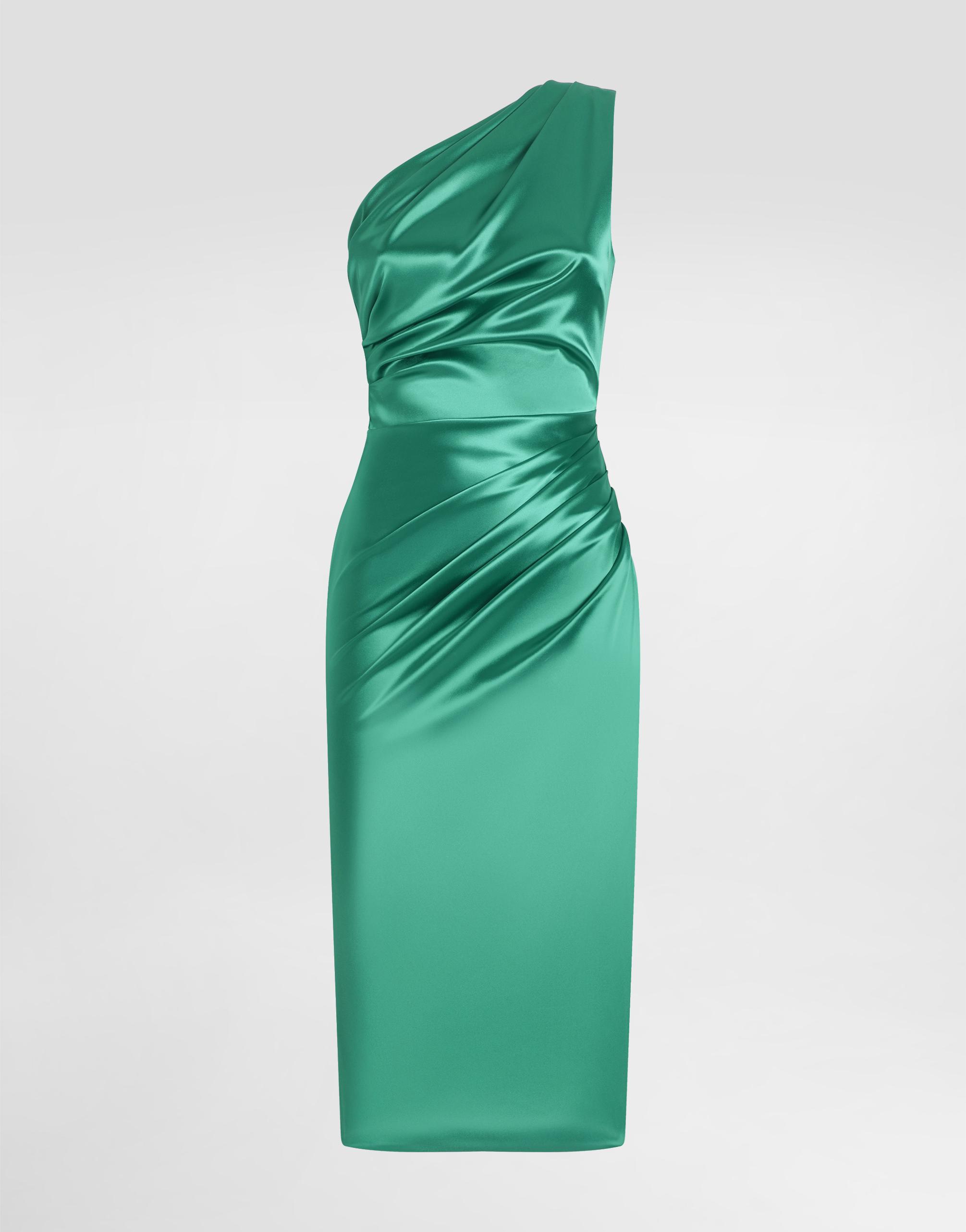 Dolce & Gabbana One-Shoulder Stretch Satin Dress in Green | Lyst Dolce & Gabbana One-Shoulder Stretch Satin Dress in Green | Lyst