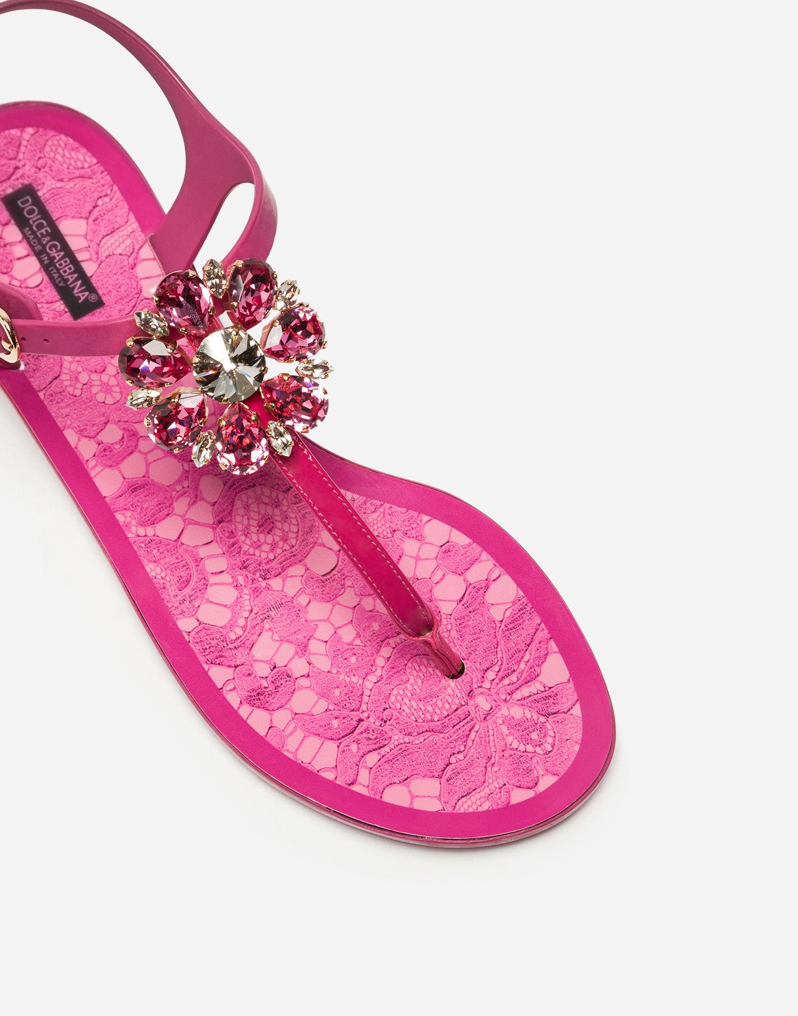 Dolce & Gabbana Rubber Flip-flop Sandal And Patent With Brocade in