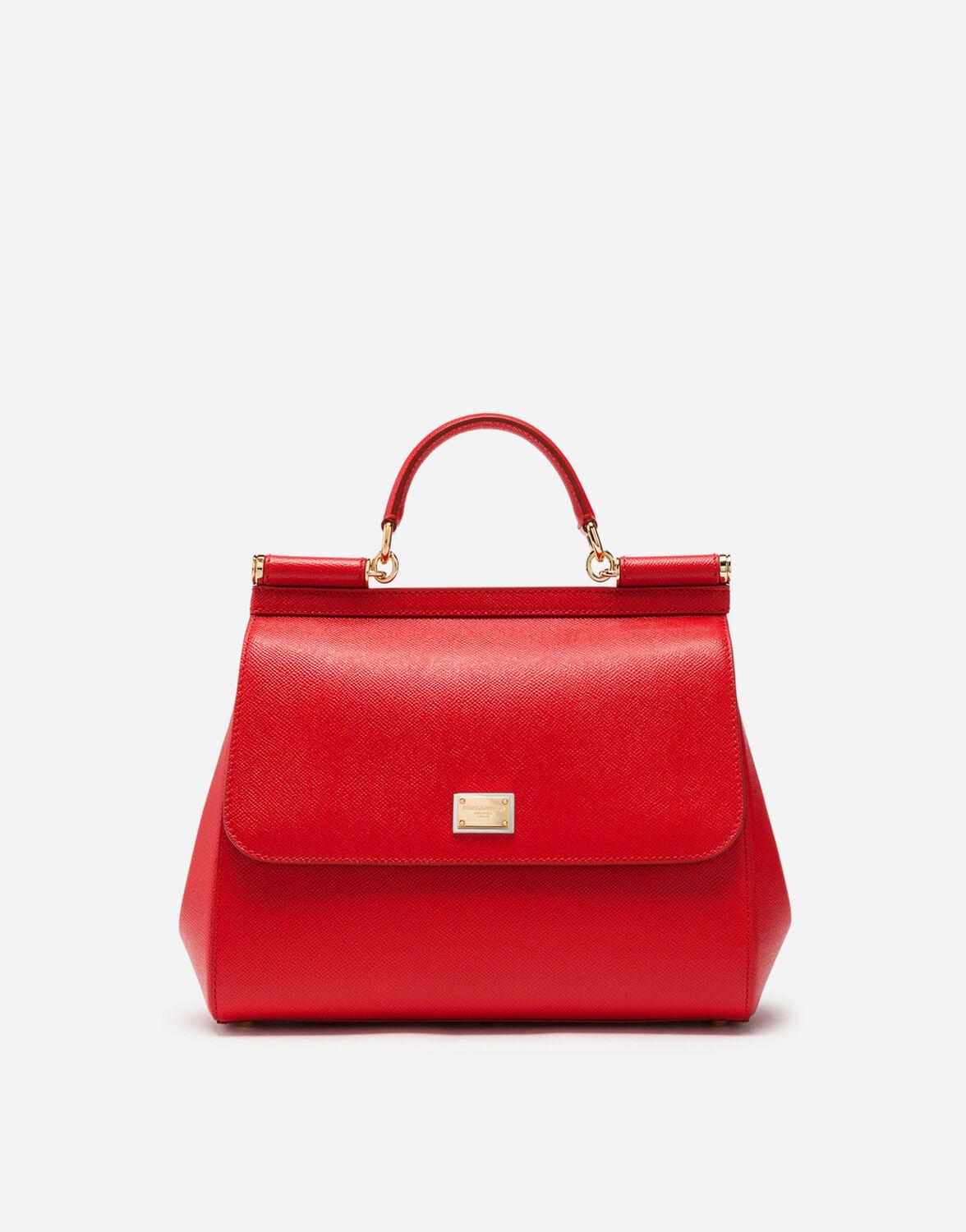 Dolce & Gabbana Medium Sicily Handbag In Dauphine Leather in Red 