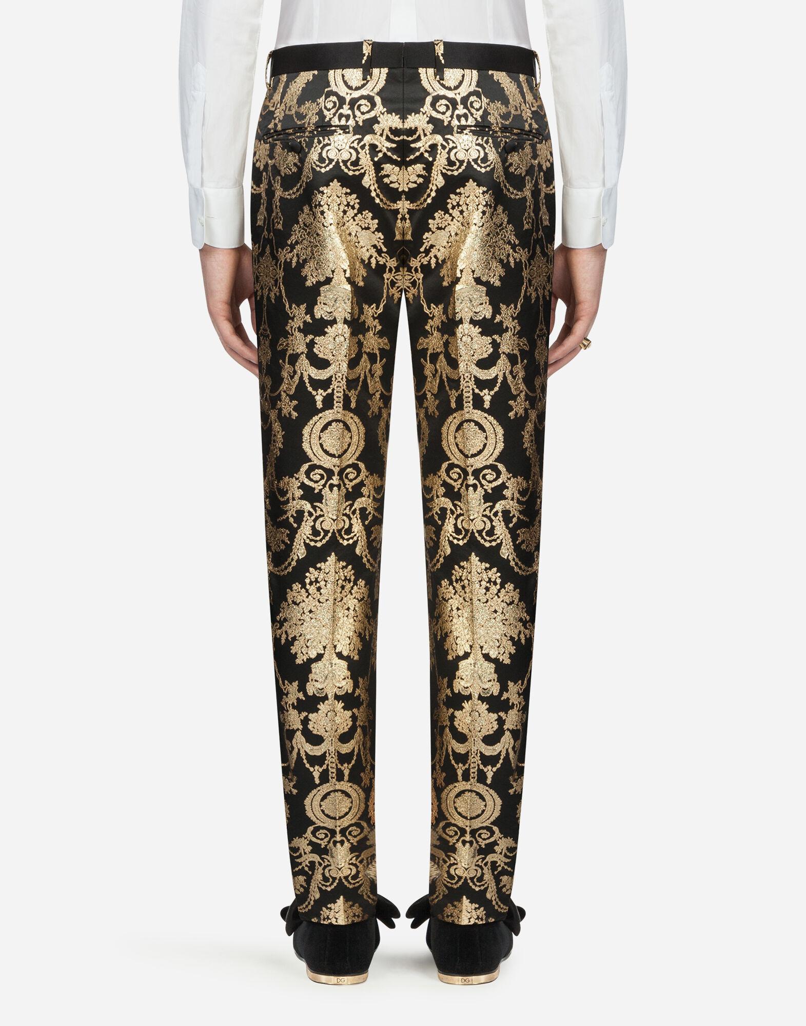 Dolce & Gabbana Satin Gold Jacquard Pants in Metallic for Men Lyst