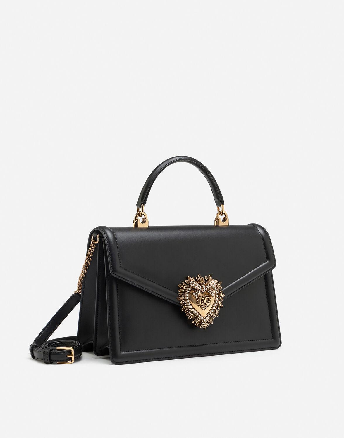 Dolce & Gabbana Devotion Mini Leather Top-Handle Bag Black