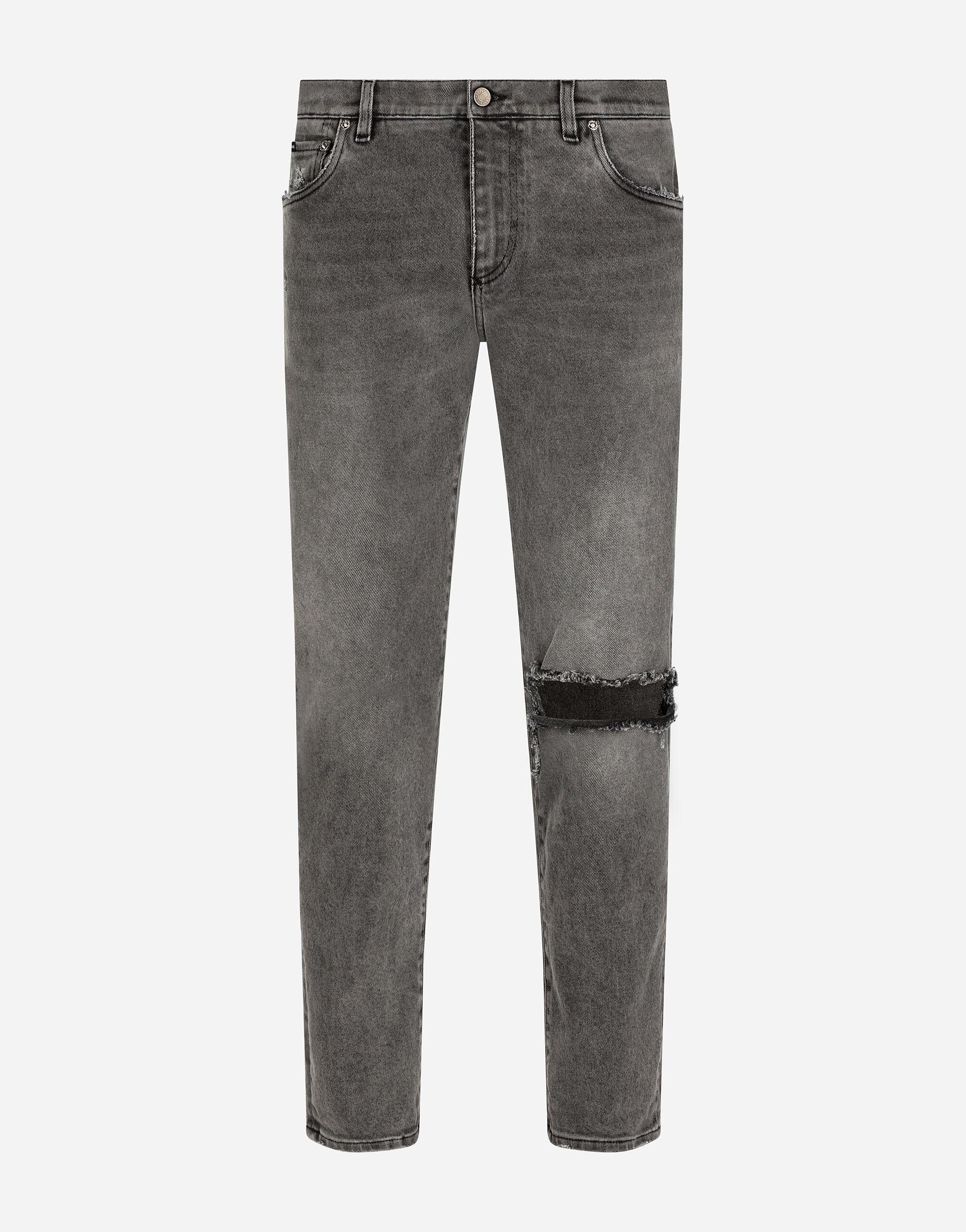 Dolce & Gabbana Denim Jeans Slim Stretch grau mit Rissen in Grau für Herren Herren Bekleidung Jeans 