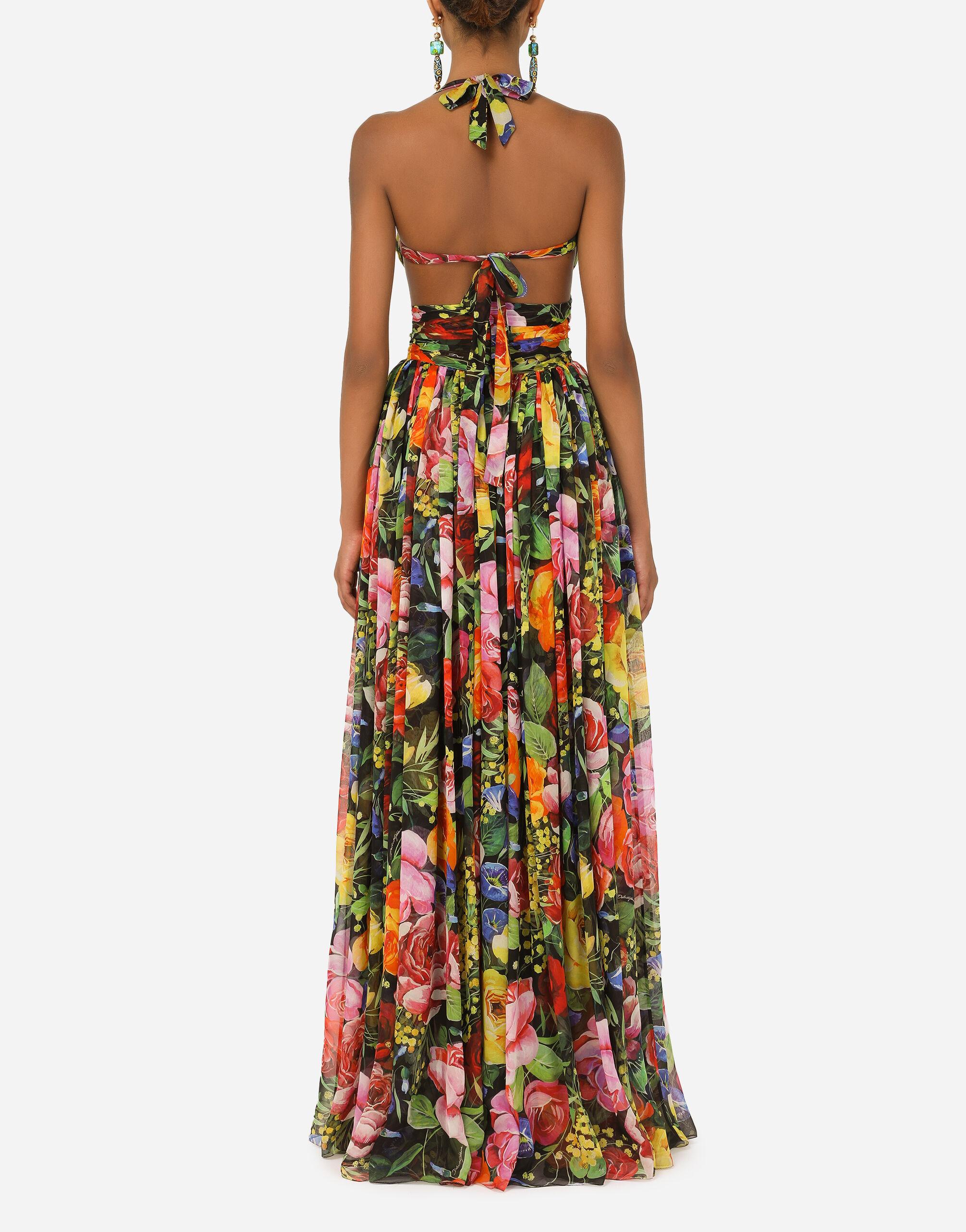 Dolce & Gabbana Long Bouquet-print Chiffon Dress | Lyst