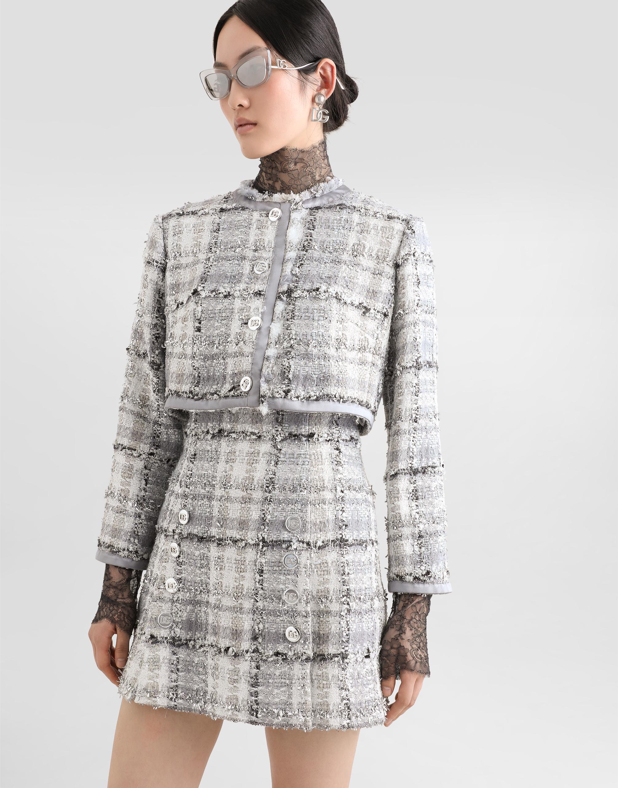 Dolce & Gabbana Short Check Lurex Raschel Tweed Jacket in