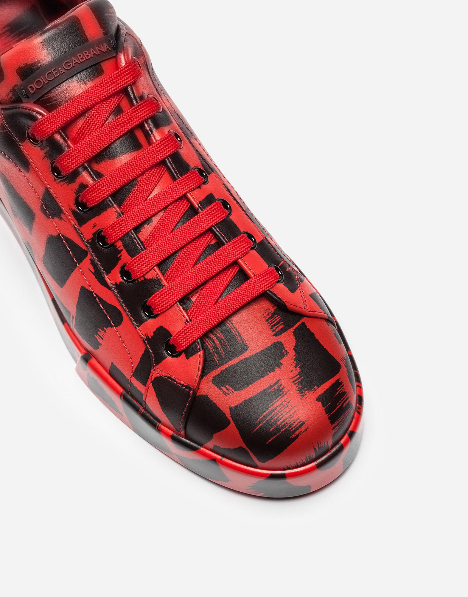 Dolce & Gabbana Portofino Sneakers In Printed Calfskin in Red for 