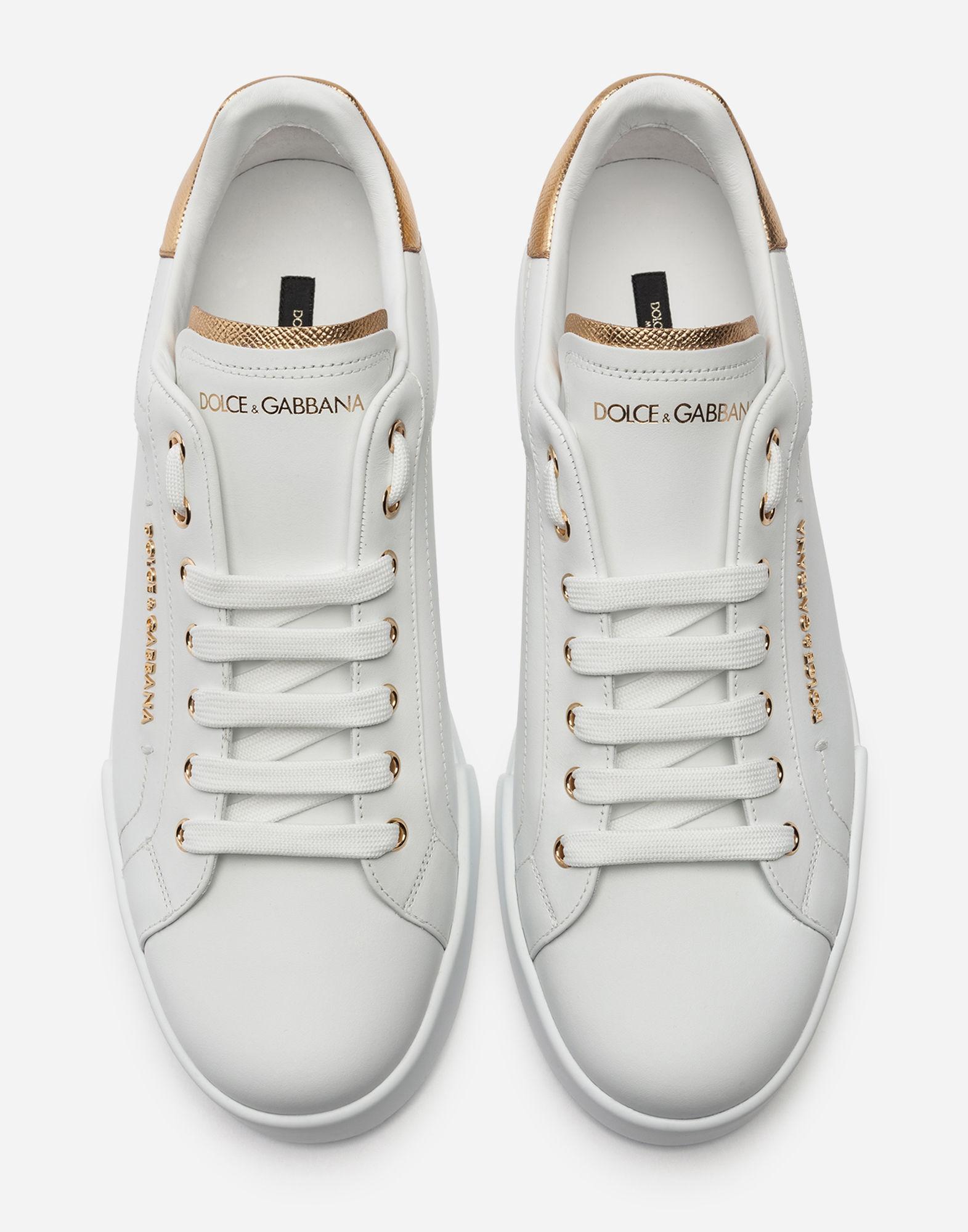 Dolce & Gabbana Leather Calfskin Nappa Portofino Sneakers in White for