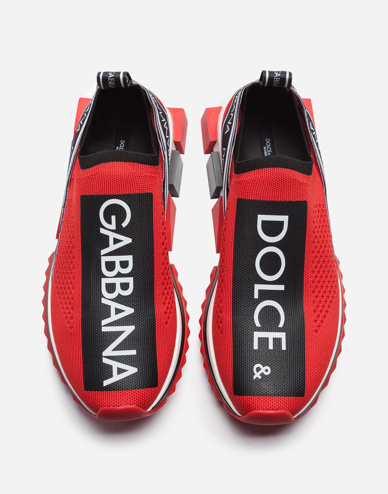 Dolce & Gabbana Leather Branded Sorrento Sneakers in Red - Lyst