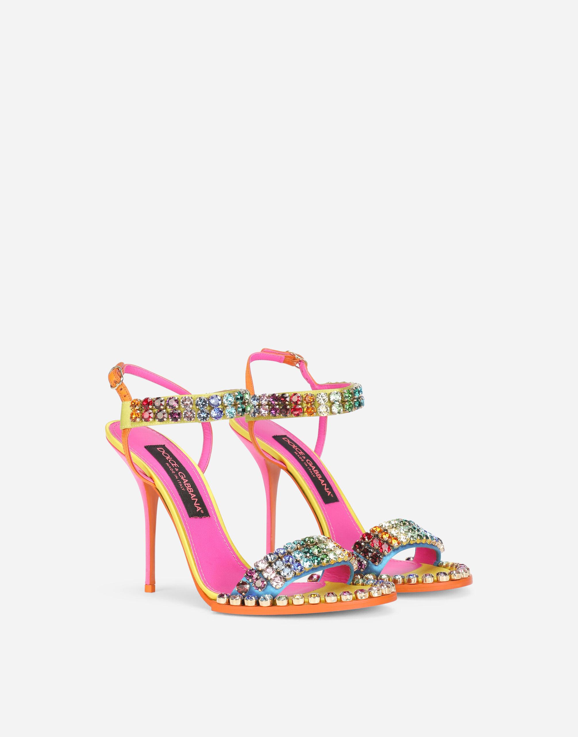 Dolce & Gabbana Sandals With Fusible Rhinestone Detailing in Pink | Lyst