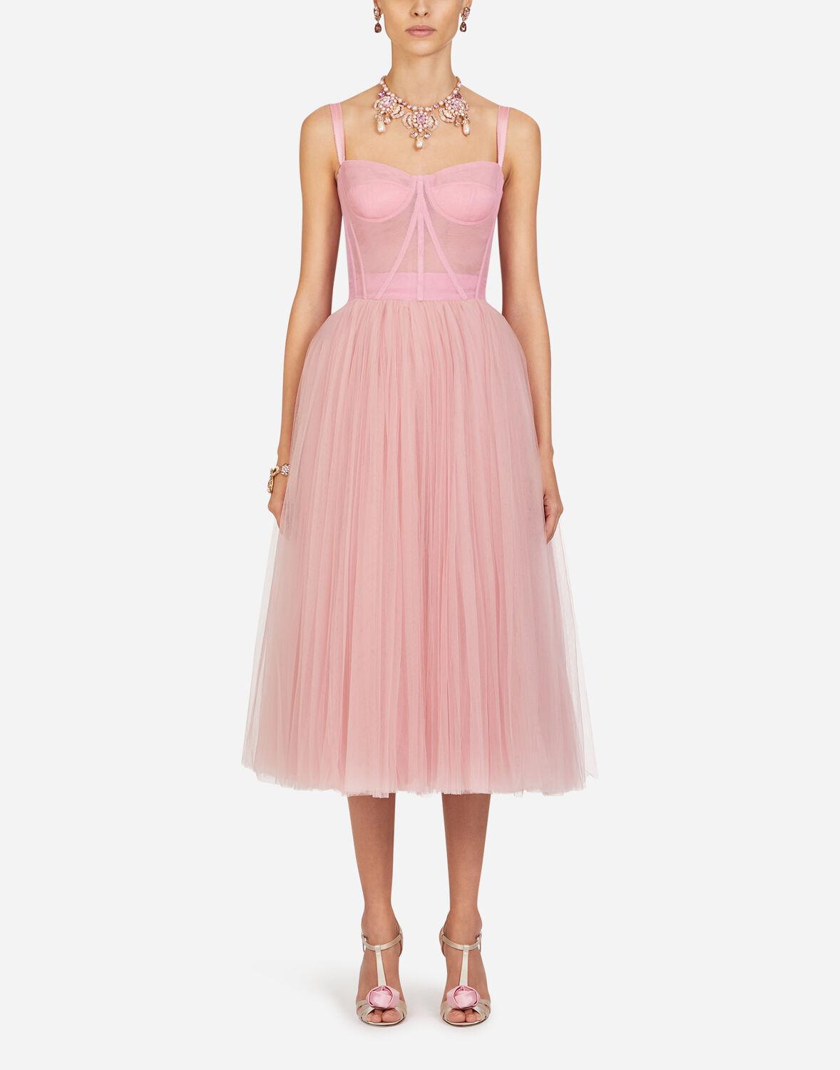 Dolce & Gabbana Tulle Midi Dress in Pink - Lyst