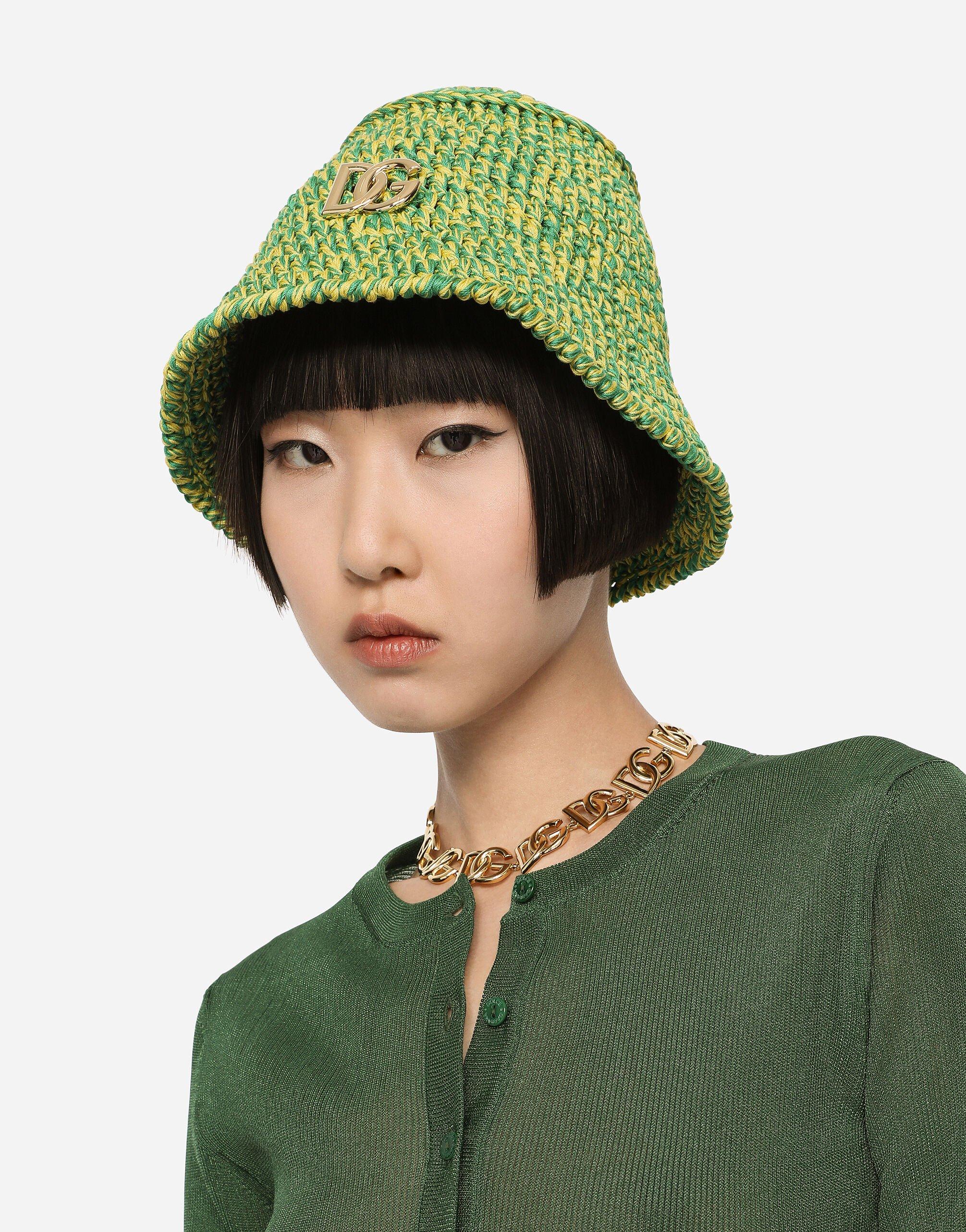Dolce & Gabbana Crochet Bucket Hat With Dg Logo in Green | Lyst