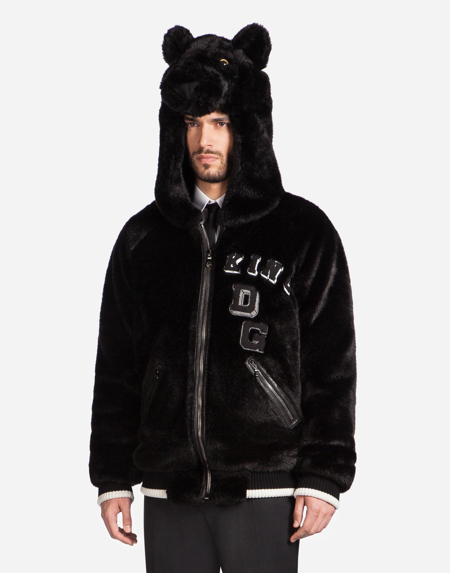 Dolce & Gabbana Bomber Jacket In Eco Fur in Black for Men | Lyst