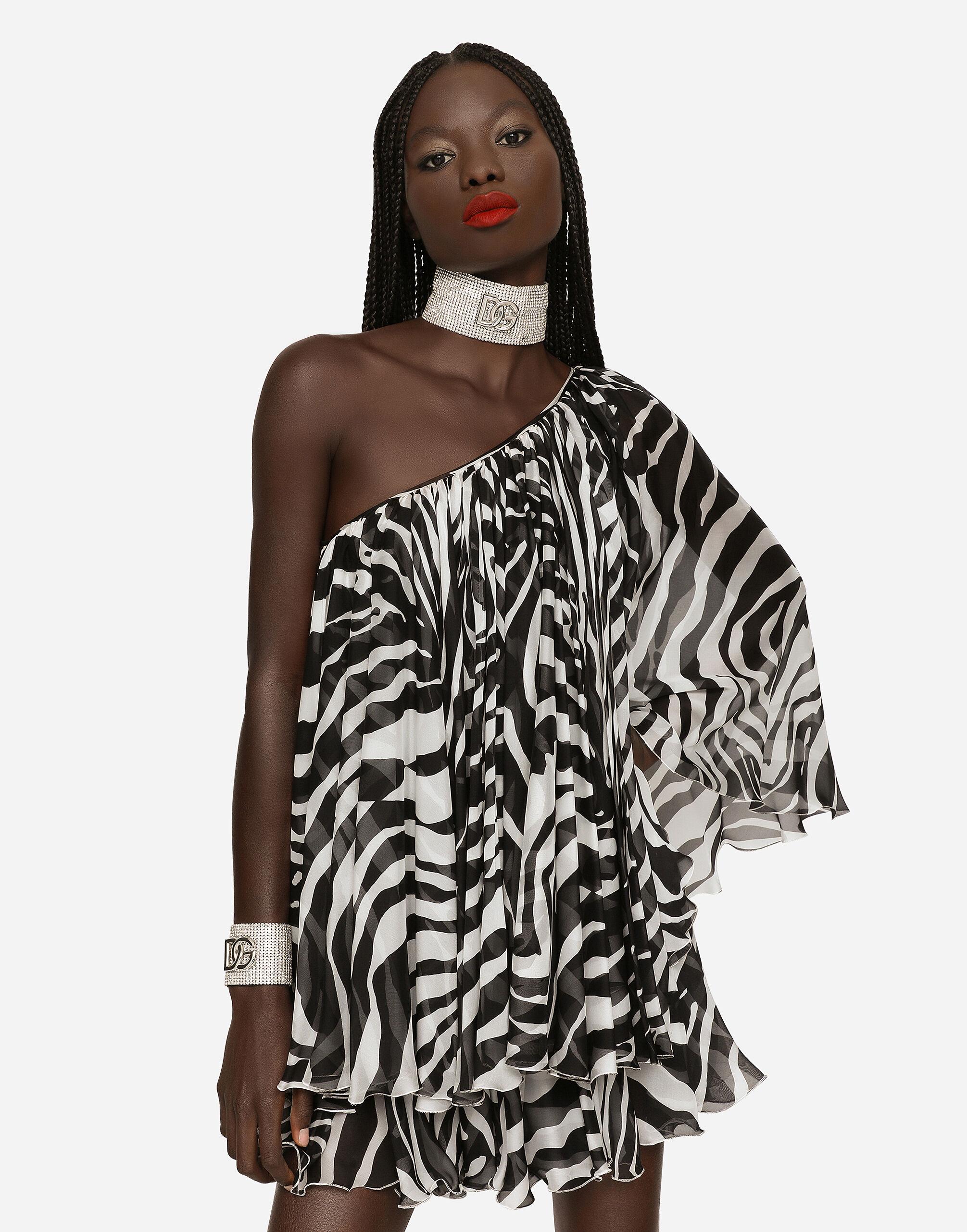 Zebra print 2025 one shoulder dress