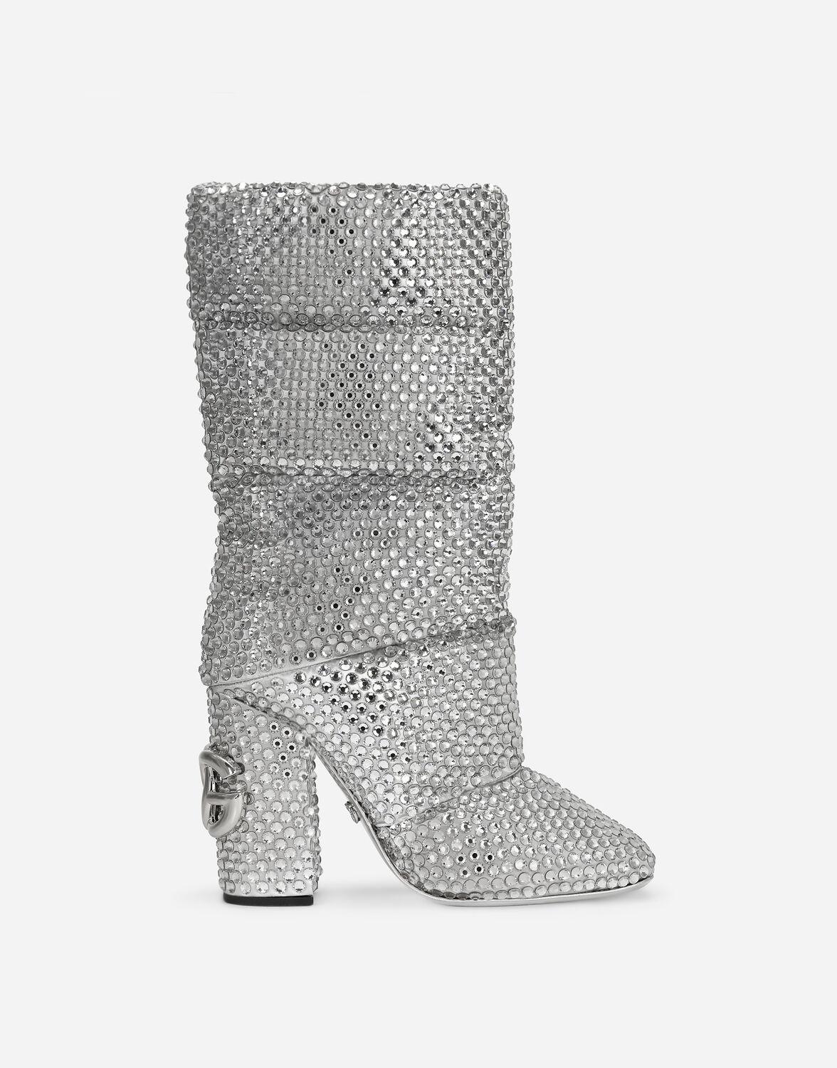 Dolce & Gabbana Padded Nylon Boots With Rhinestones Gray | Lyst