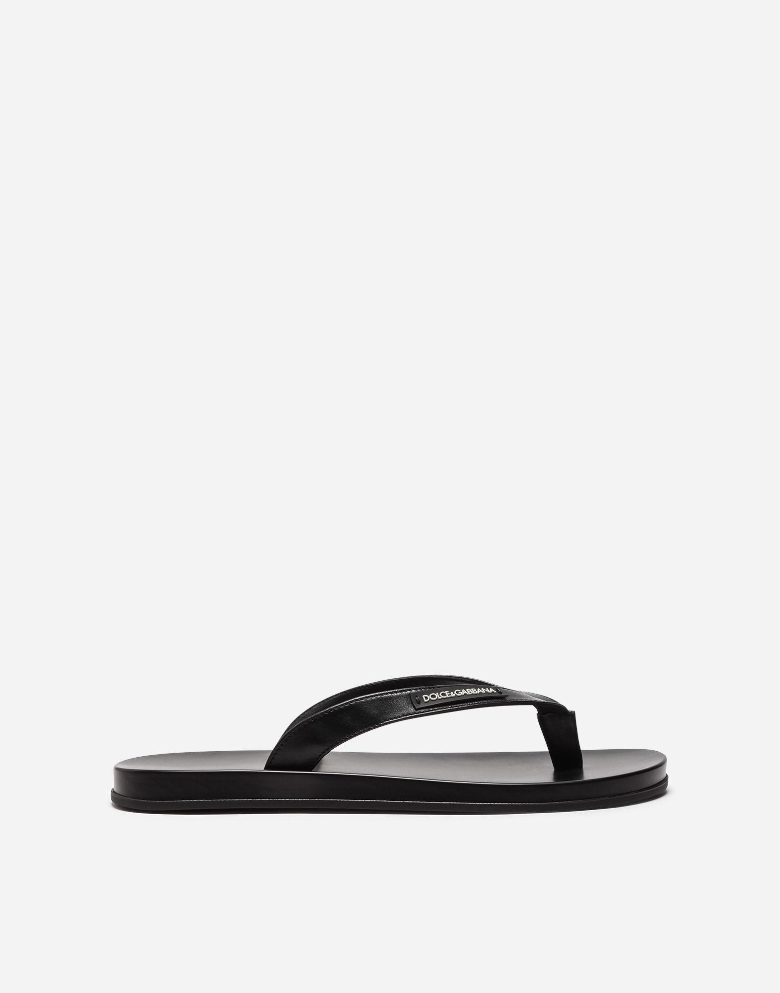 Dolce & Gabbana Thong Sandals In Rubber And Nappa Calfskin in Black for Men - Lyst