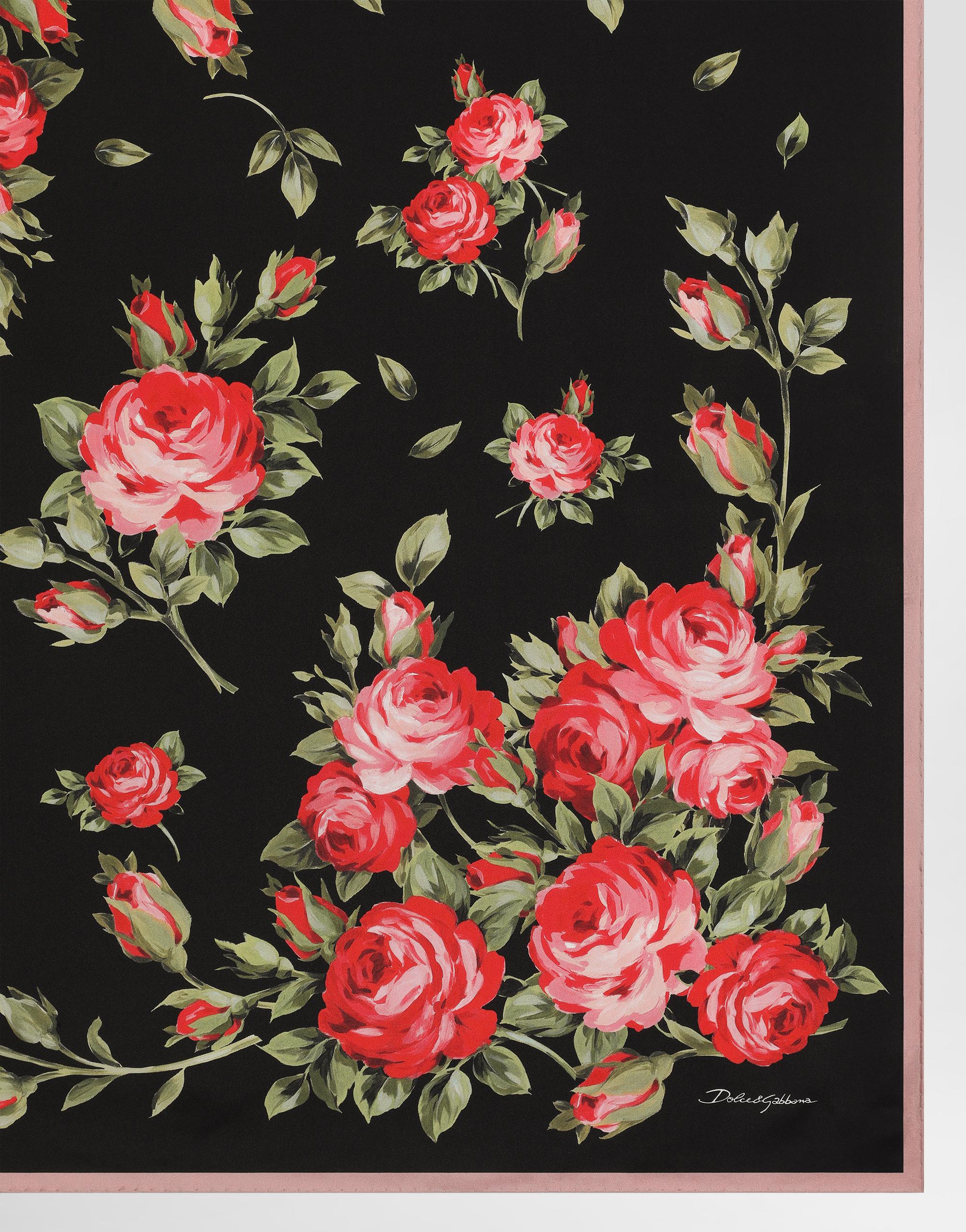 Dolce & Gabbana Rose Bouquet-Print Silk Twill Scarf 90X90 レッド