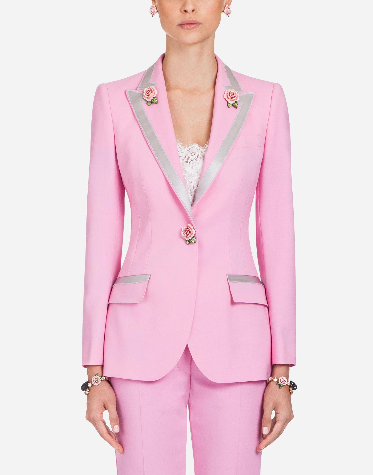 Dolce & Gabbana Single-breasted Blazer In Wool With Small Roses in Pink |  Lyst