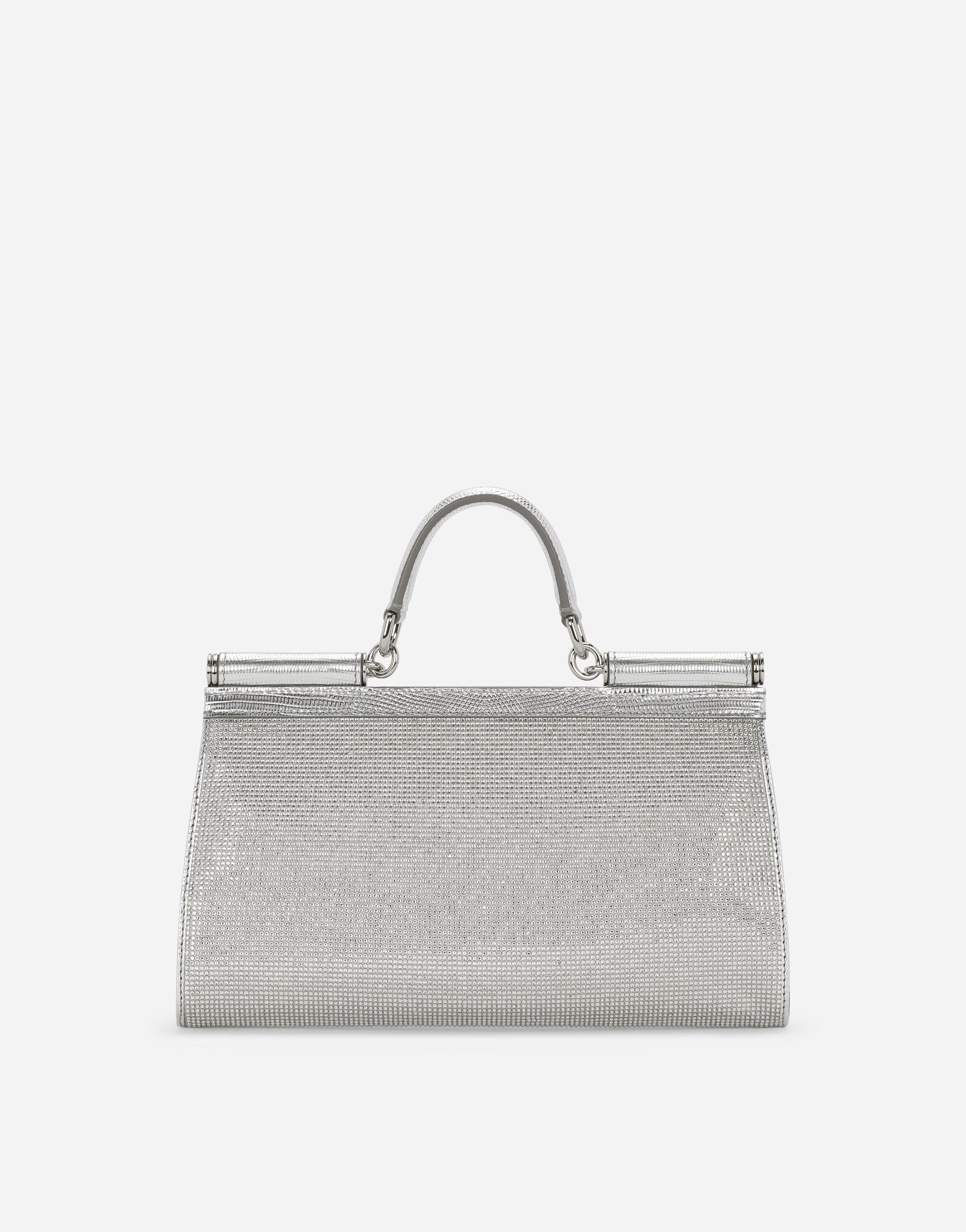 Dolce & Gabbana Satin Sicily Bag With Fusible Rhinestones in Gray | Lyst