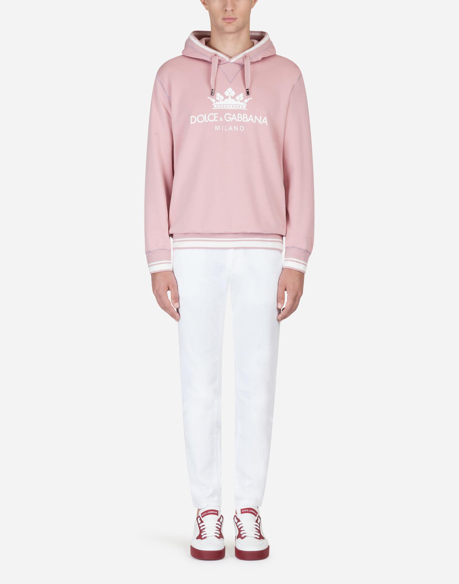 Dolce & Gabbana Sweatshirt In Cotton With Hood And Dolce&gabbana Milano  Print in Pink for Men | Lyst