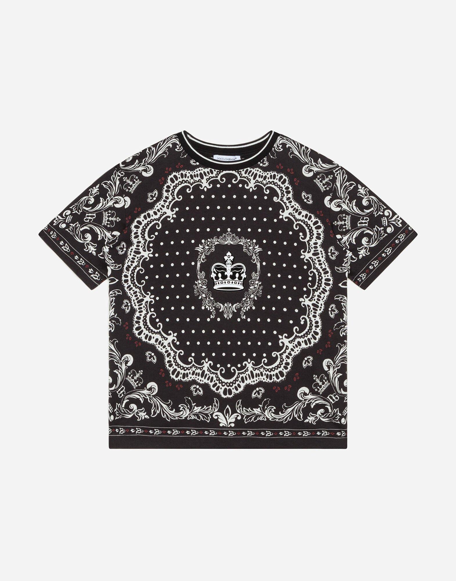 Dolce & Gabbana Cotton Jersey T-shirt With Bandana Print in Black/White ...