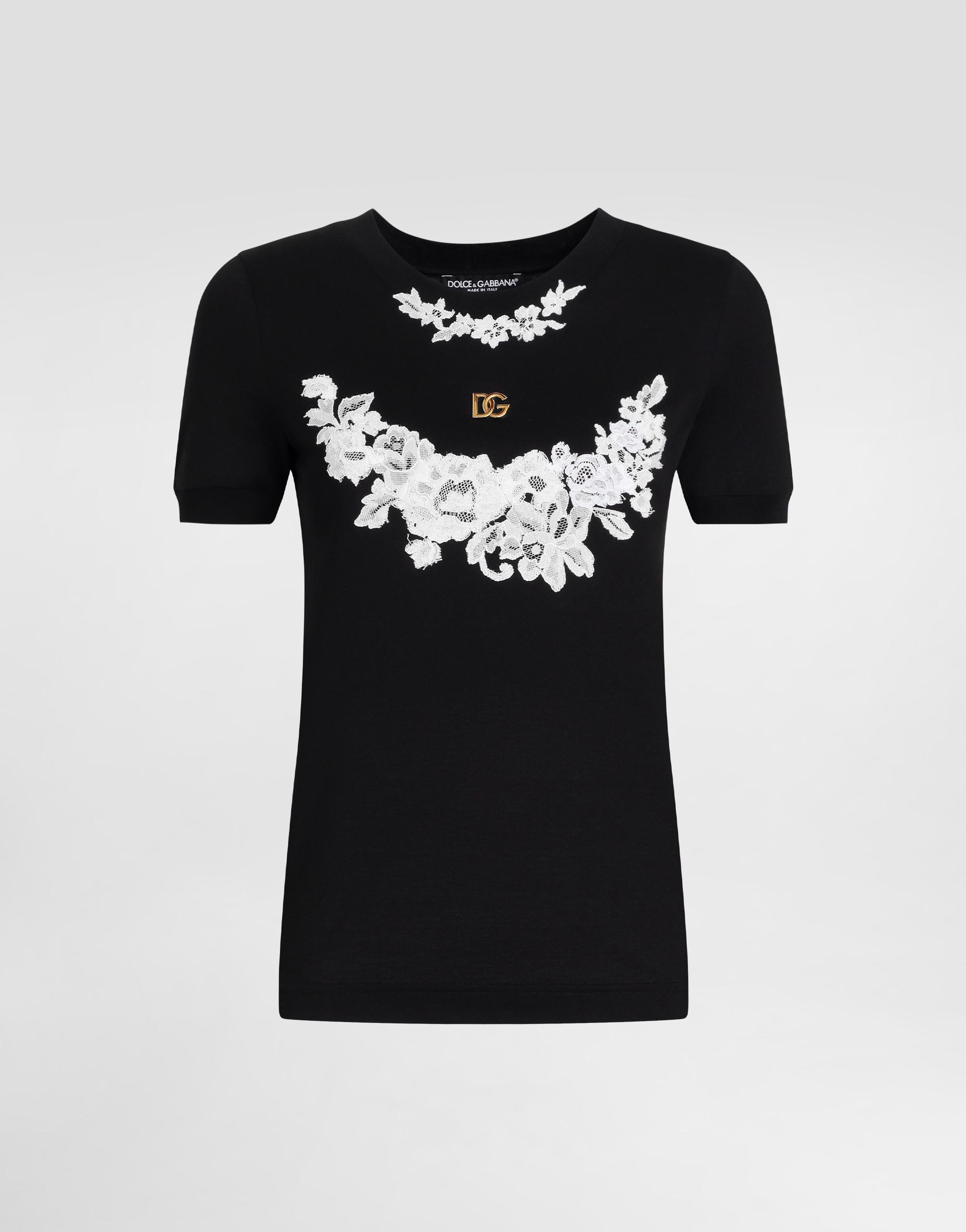 Tシャツ・カットソー Dolce & Gabbana SS25 (GXZ02T JBCE9N0000) Cotton T-shirt with Crystal DG logo in White for Women