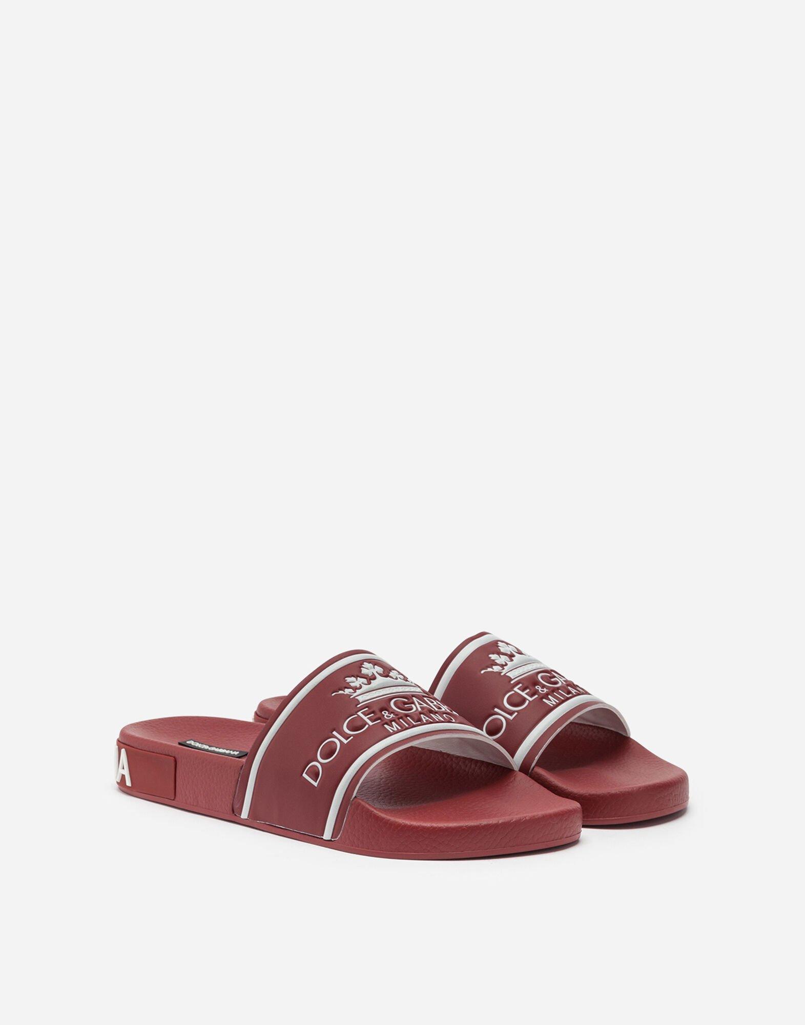 Dolce & Gabbana Dolce&gabbana Milano Slides In Rubber And Calfskin in Red for Men - Save 27% - Lyst