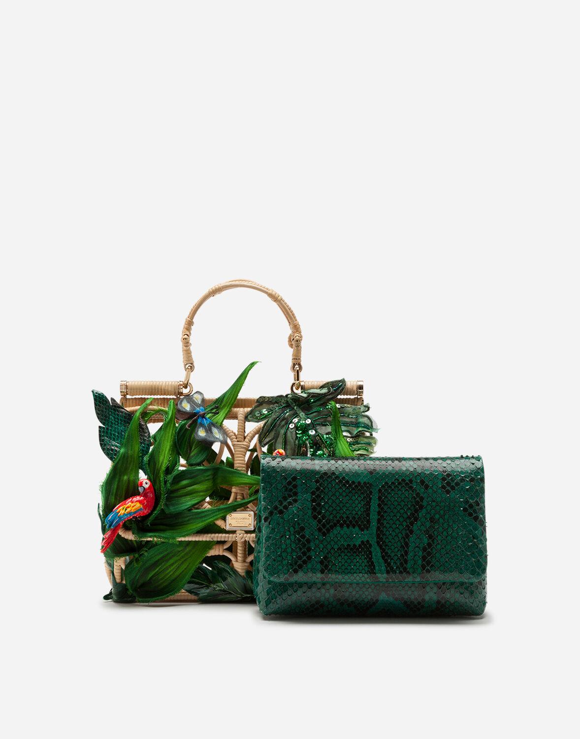 Dolce & Gabbana Leather Sicily Bag In Wicker With Jungle Appliqué in  Natural | Lyst