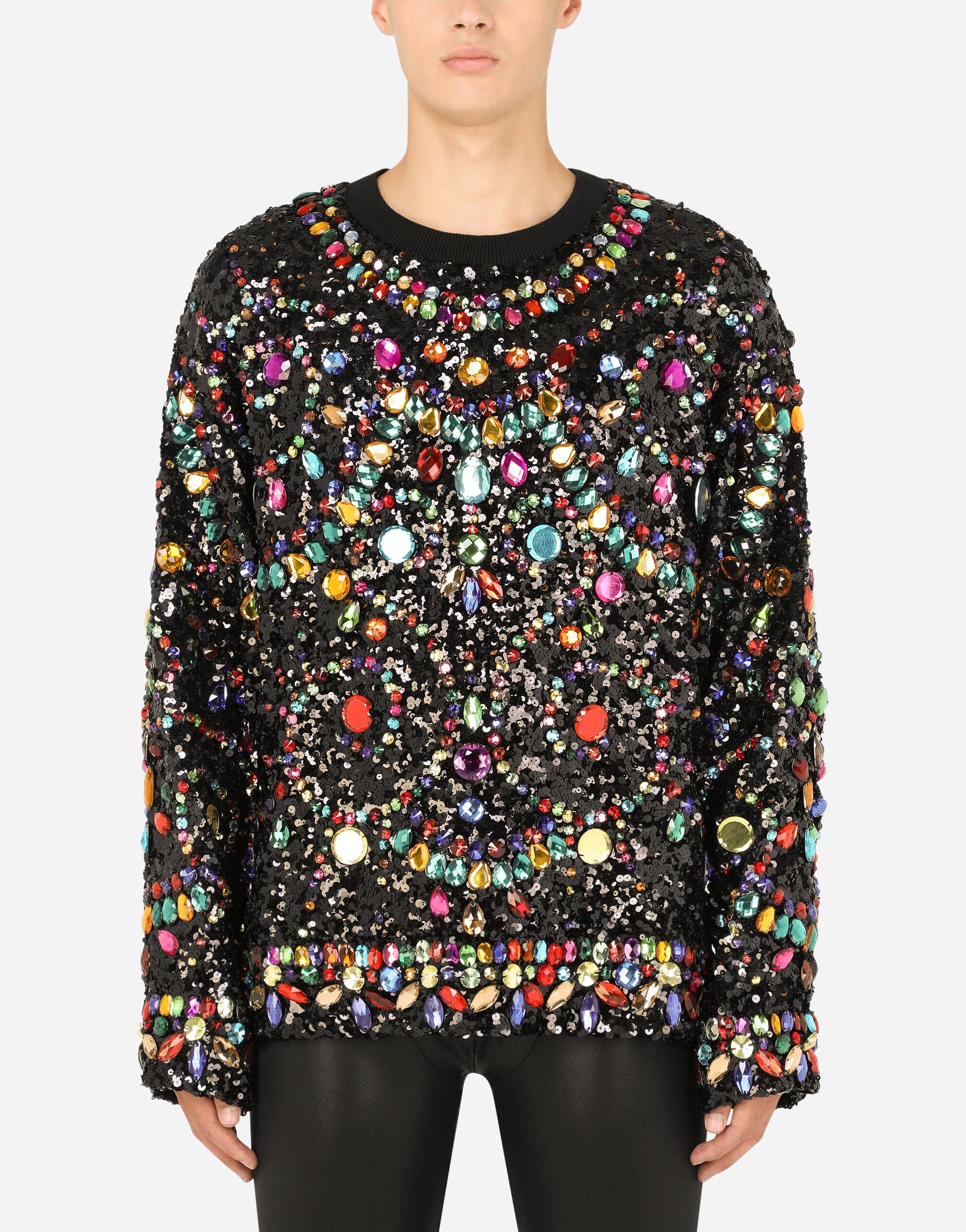 Dolce & Gabbana Multi-colored Sequined T-shirt With Crystals in