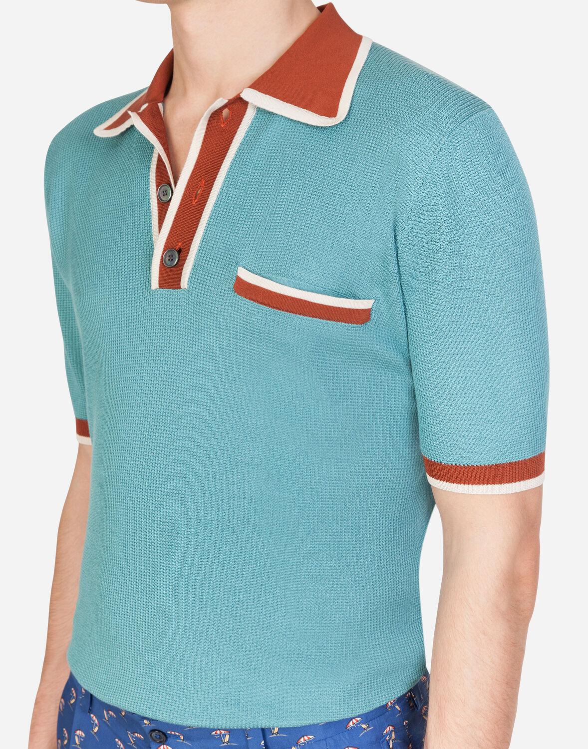 Dolce & Gabbana Polo Shirt In Contrasting Silk in Light Blue (Blue) for