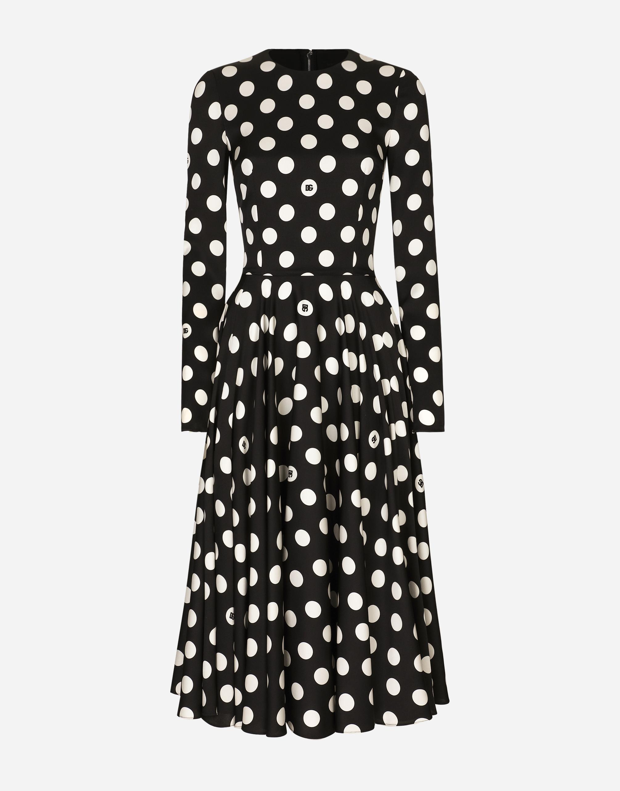 パーティードレス Polka Dot Print Long Sleeve Logo Jacquard Babydoll Dress Balenciaga Polka Dot Print Silkl Dress - Runway Catalog