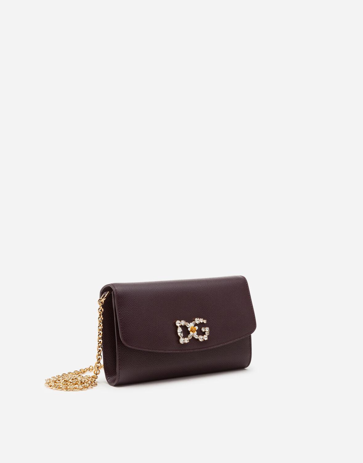 Revision Garbage can in spite of Dolce & Gabbana Dauphine Calfskin Mini Bag With Rhinestone-detailed Dg Logo  in Purple | Lyst