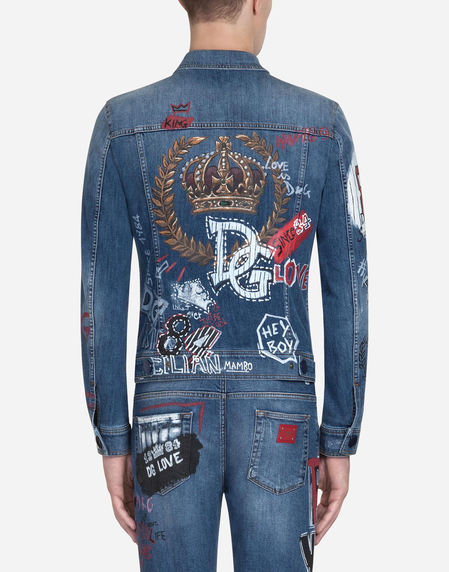 Dolce & Gabbana Printed Denim Jacket in Blue for Men Lyst