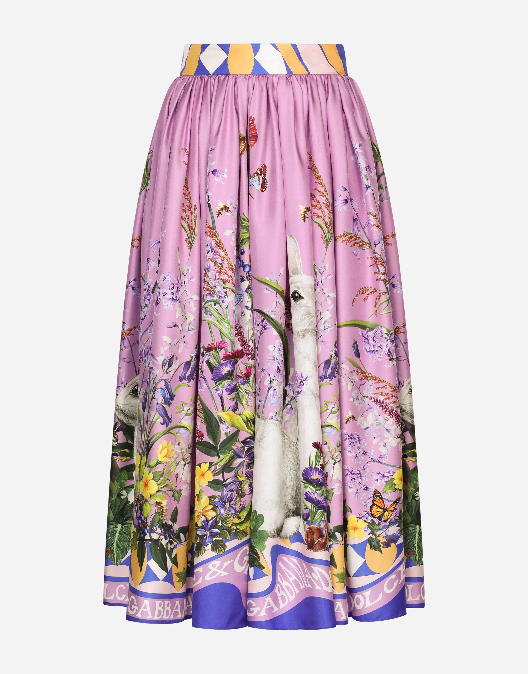 Dolce & Gabbana Rabbitprint Silk Pencil Skirt in Pink Lyst