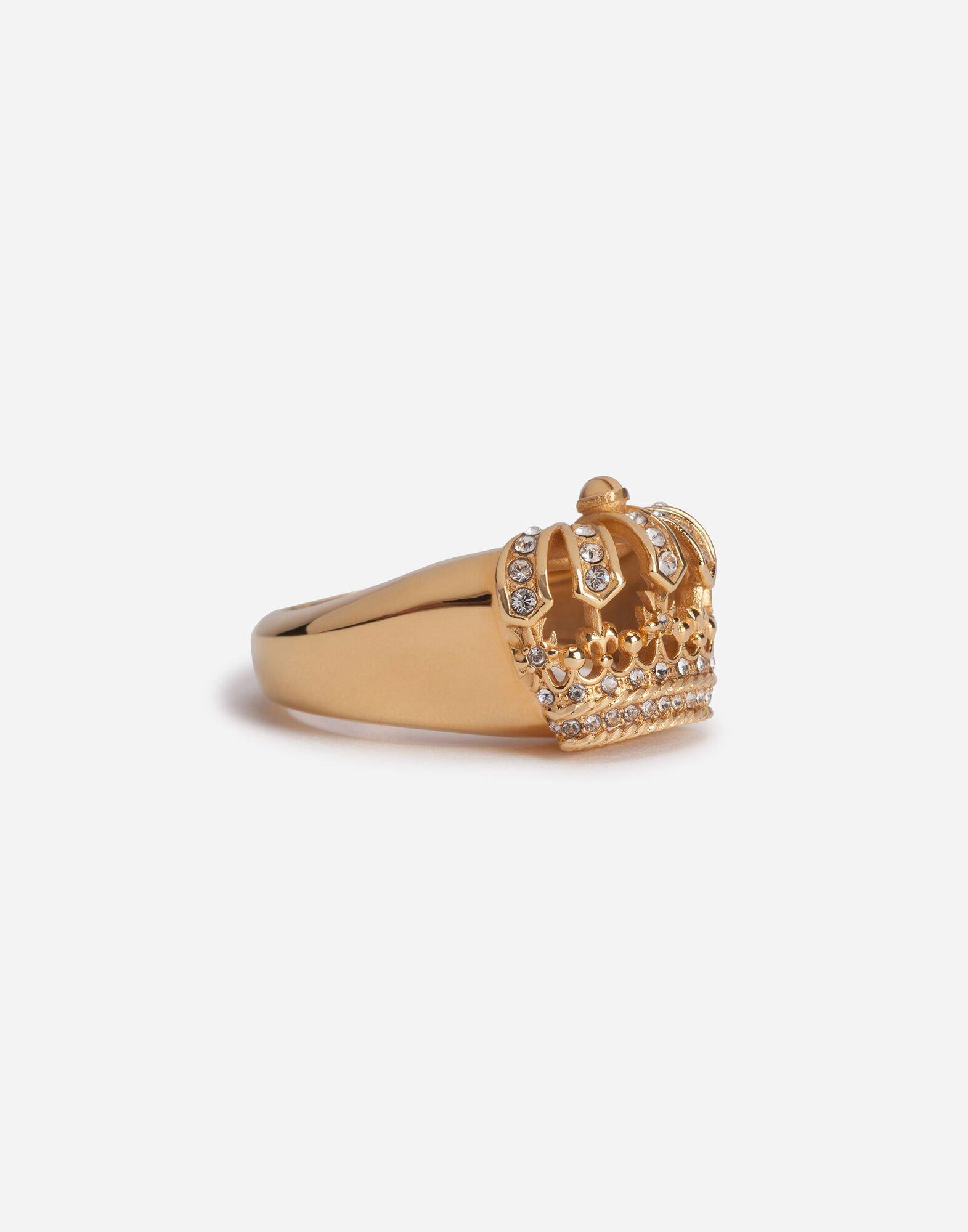 Dolce & Gabbana Metal Ring With Crown And Rhinestones in Metallic for ...