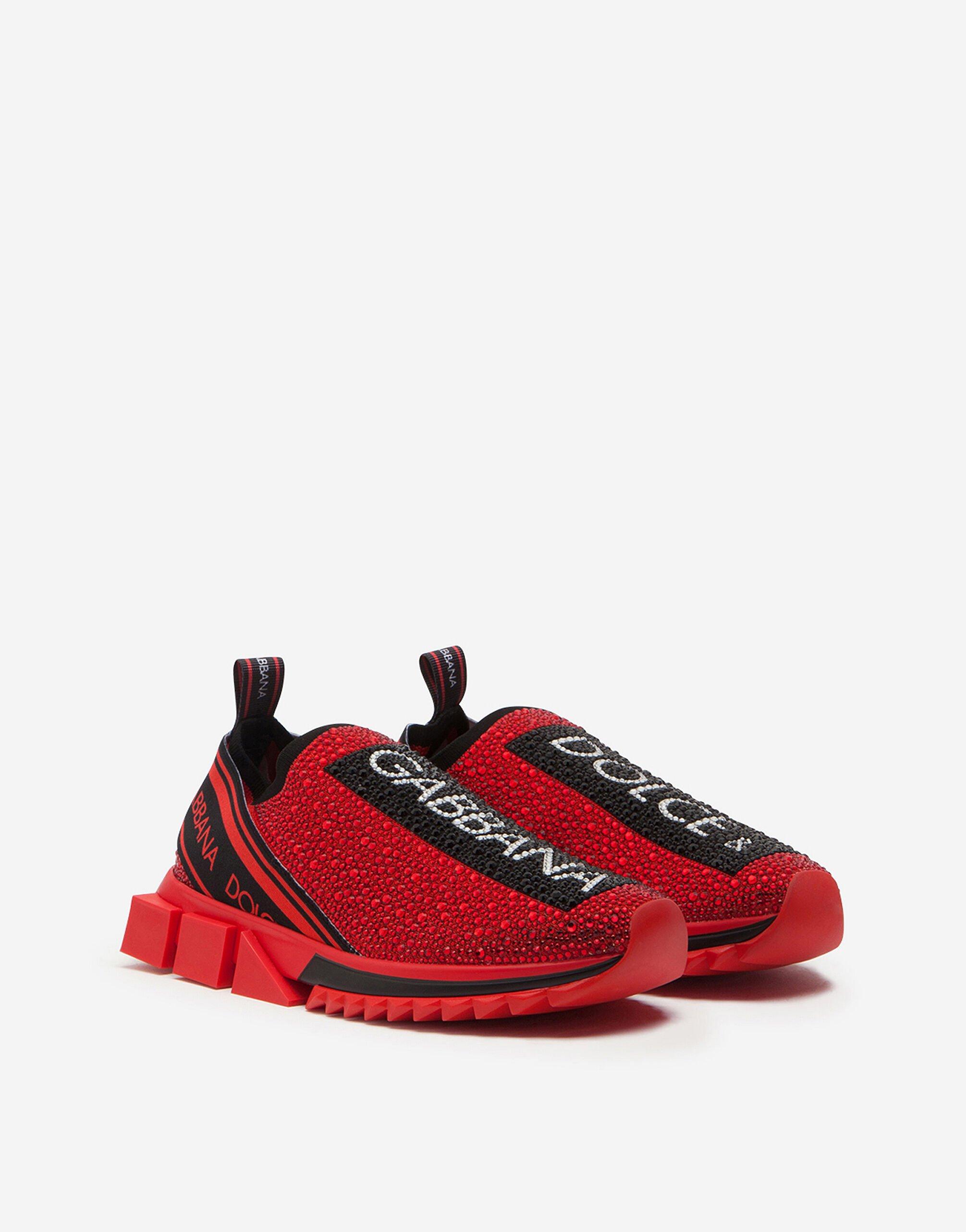 Dolce & Gabbana Leather Sorrento Termostrass Sneakers in Red | Lyst