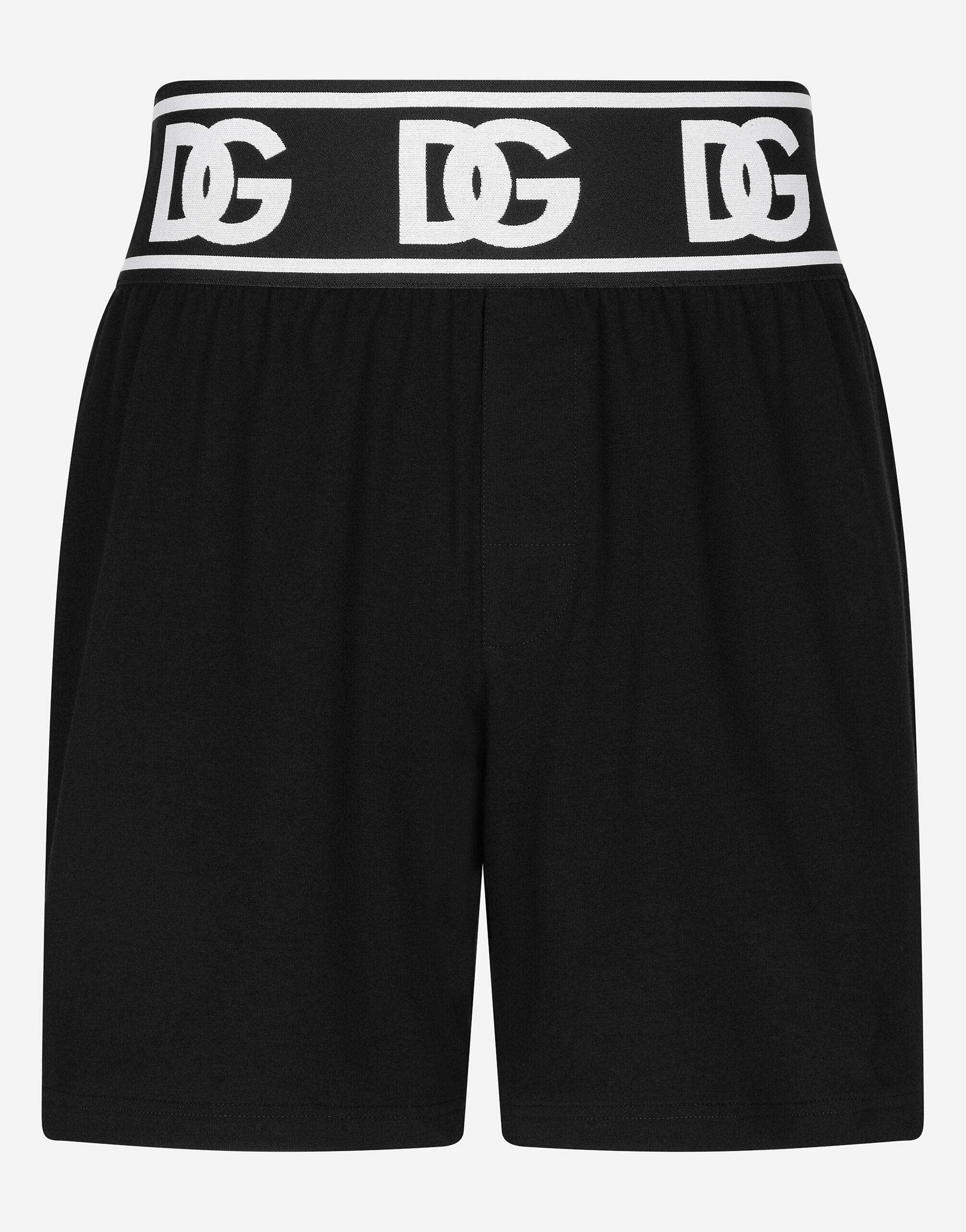 Dolce & Gabbana Two-way Stretch Cotton Shorts With Dg Logo in