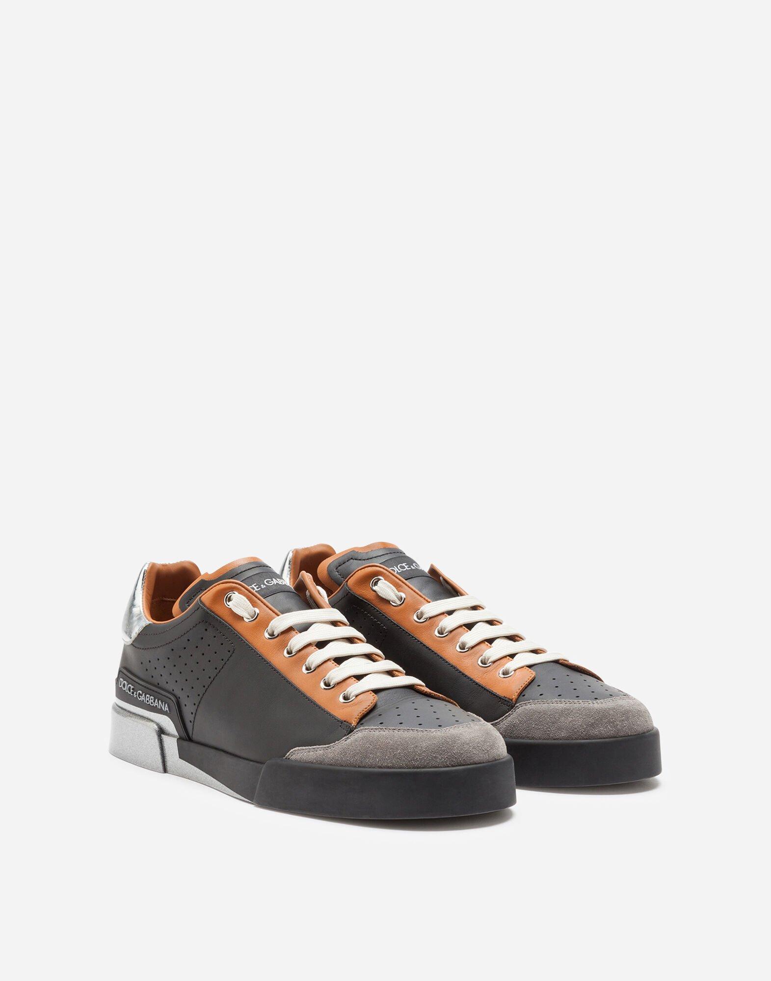 Dolce & Gabbana Portofino Sneakers In Calfskin Nappa And Splitgrain
