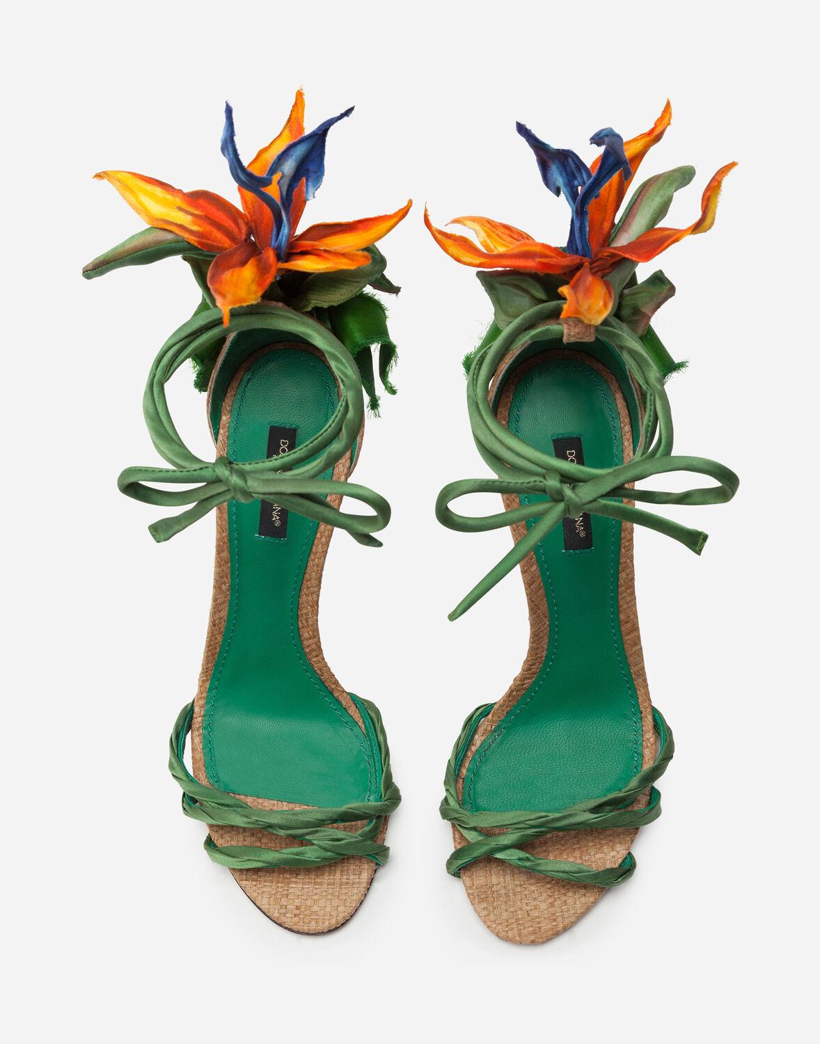 Dolce & Gabbana Satin Sandals With Bird Of Paradise Embroidery in Green |  Lyst