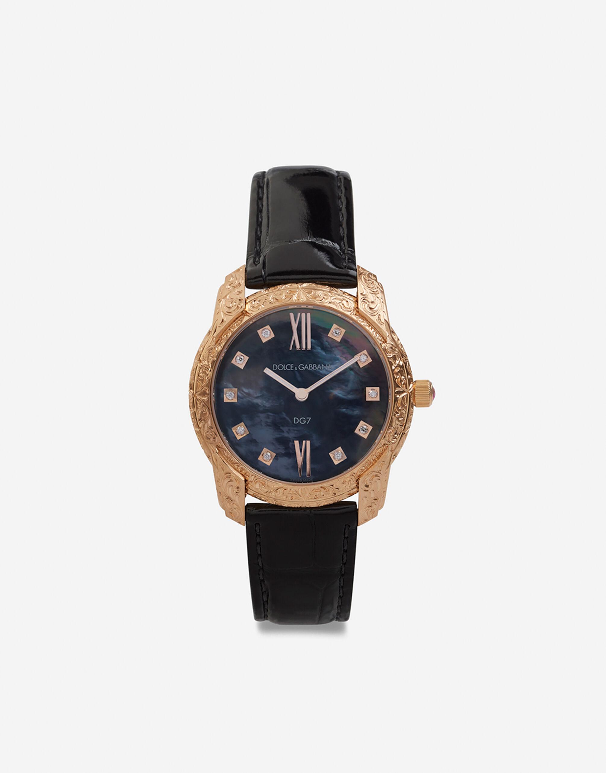 Uhr DG7 Gattopardo aus rotgold mit schwarzem perlmutt und diamanten Dolce &  Gabbana en coloris Noir | Lyst