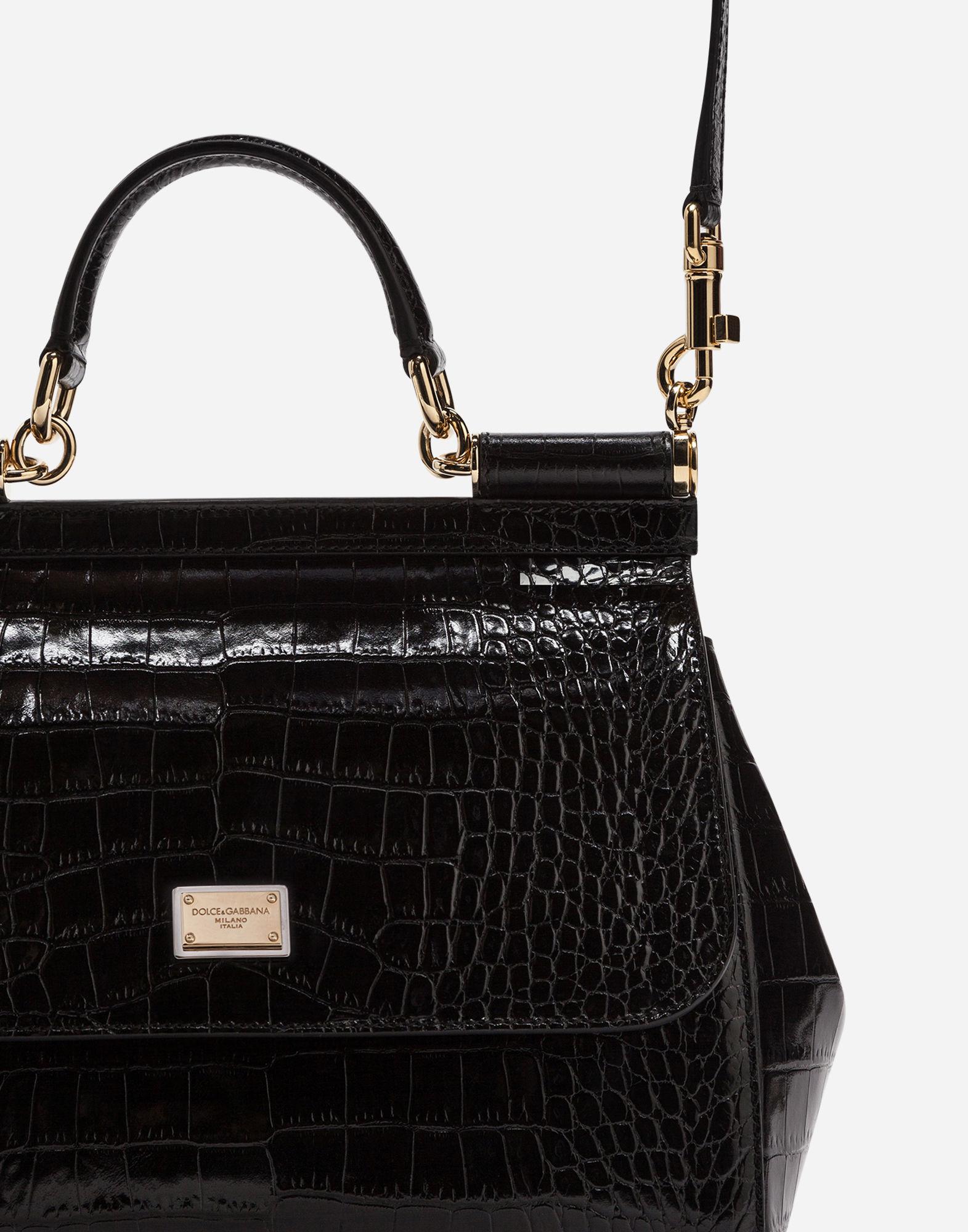 Dolce & Gabbana Sicily Bag In Crocodile in Black
