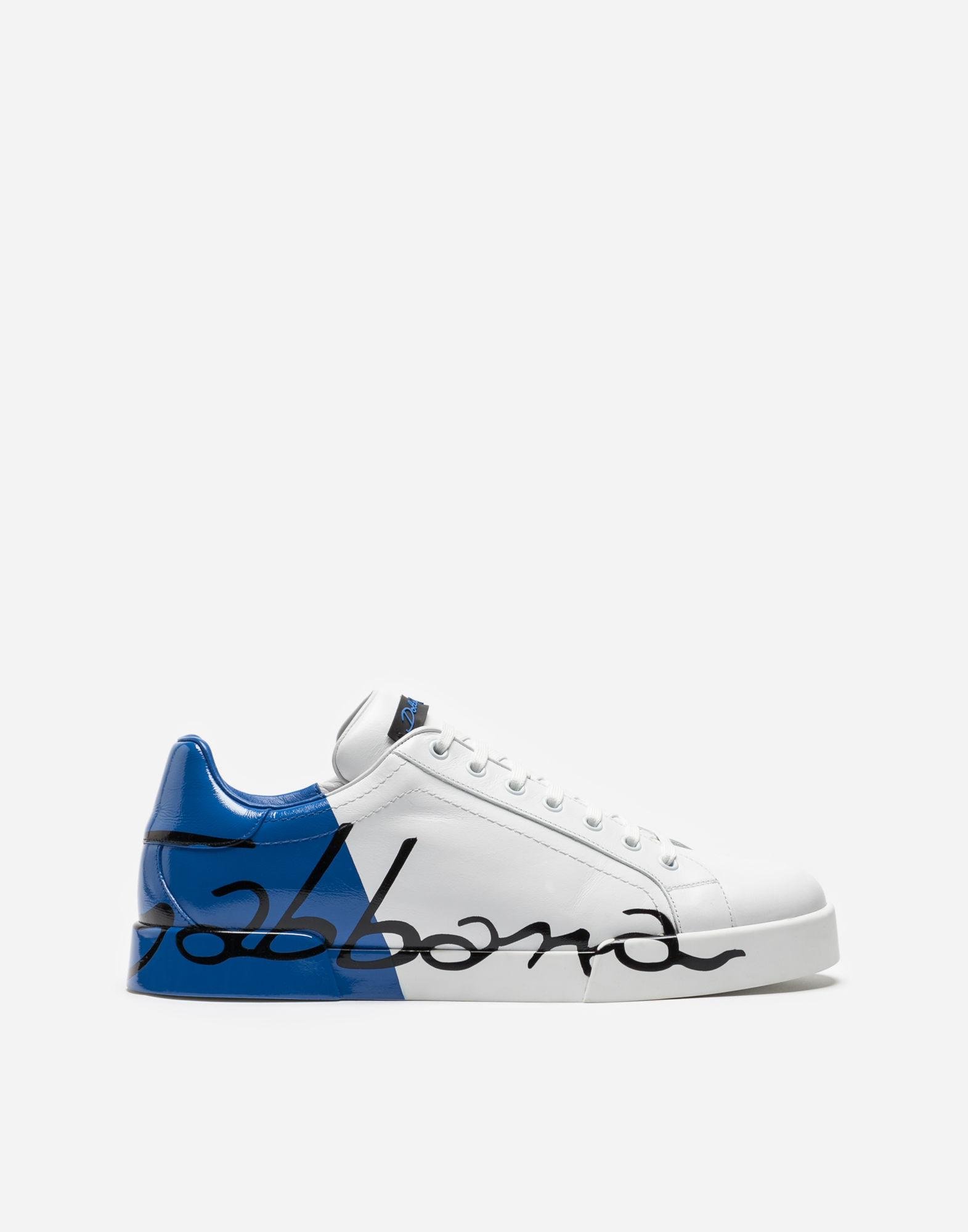 Dolce & Gabbana Portofino Sneakers In Leather And Patent in White/Blue  (Blue) for Men - Lyst